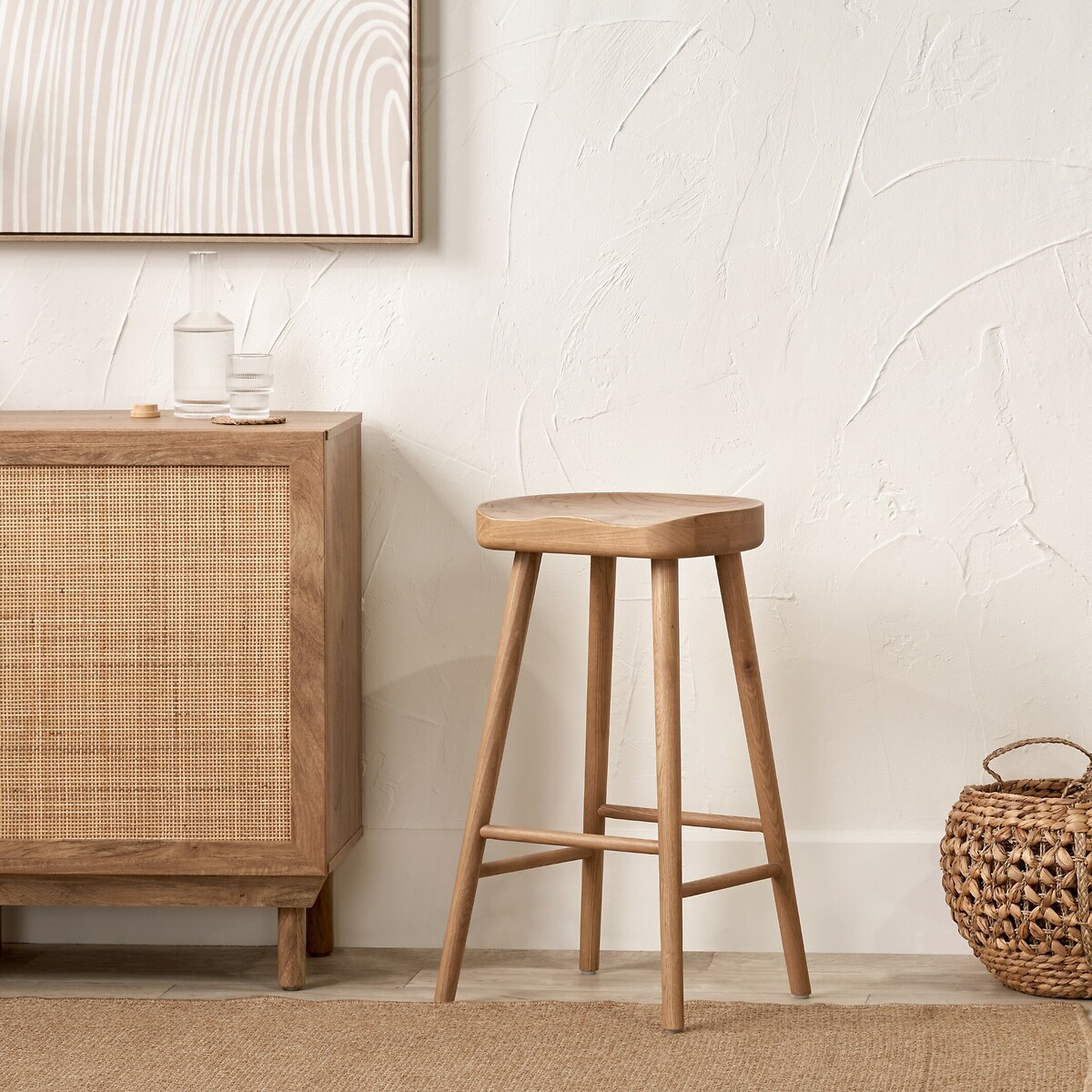 Lorian Ash Wood Ergonomic Bar Stool, ÉDITÉ