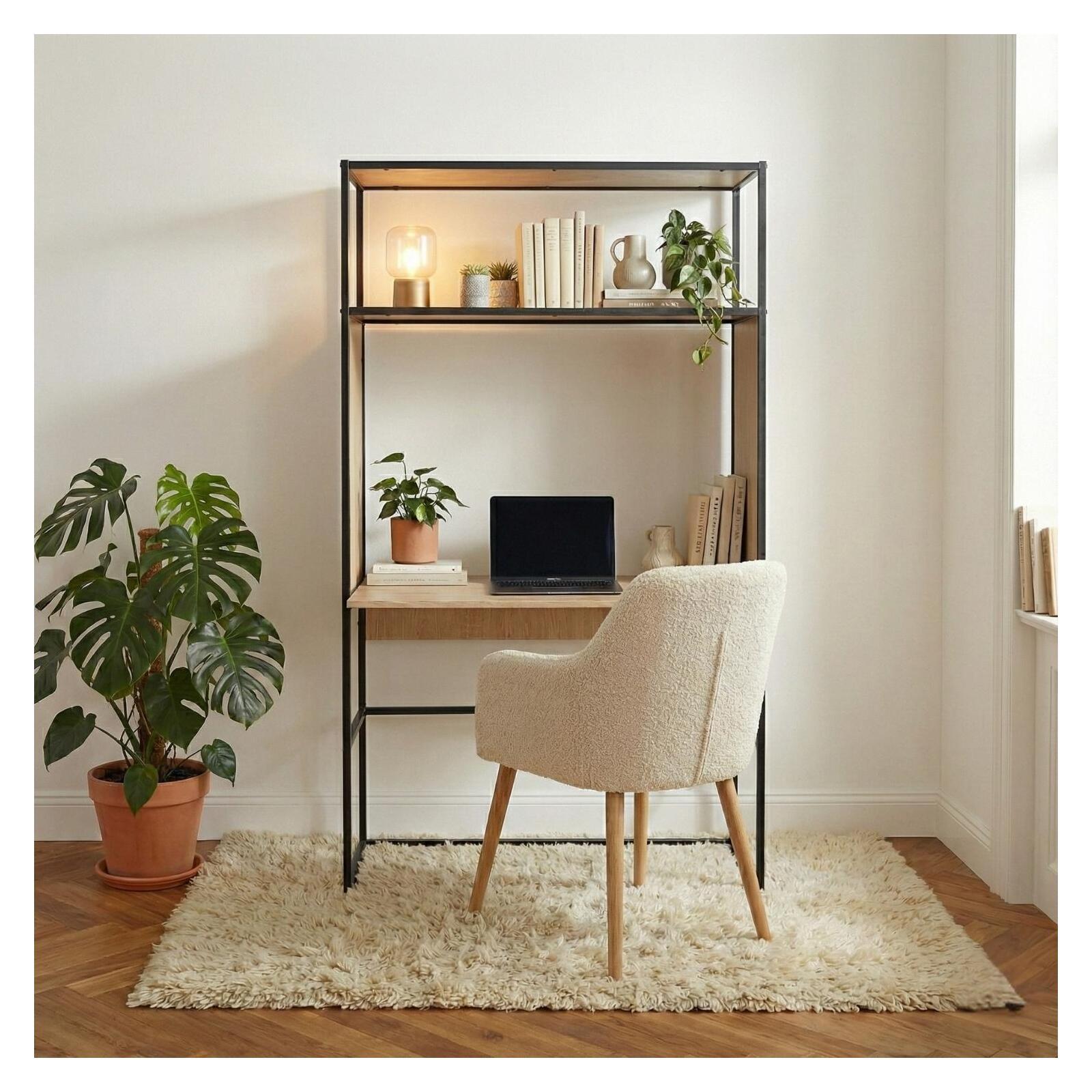 Portant vêtements et bureau bois métal gris OSLO, MOB IN