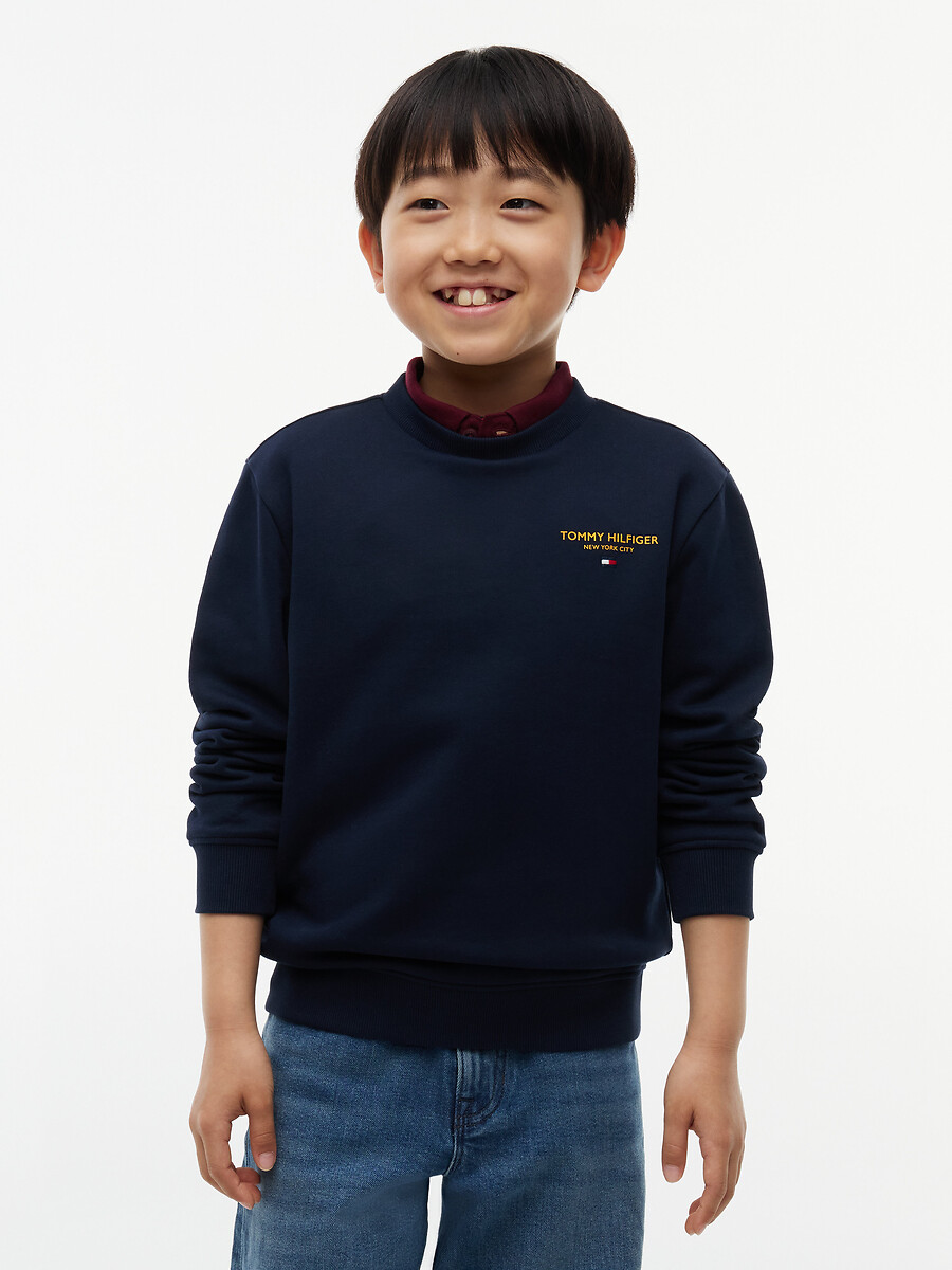 Sweater in molton met ronde hals, TOMMY HILFIGER