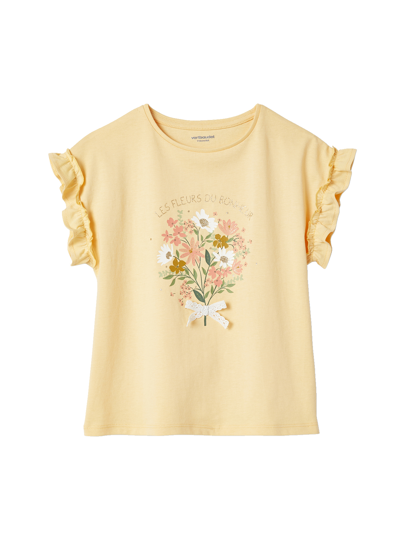 T-shirt à motif irisé manches courtes volantées, VERTBAUDET