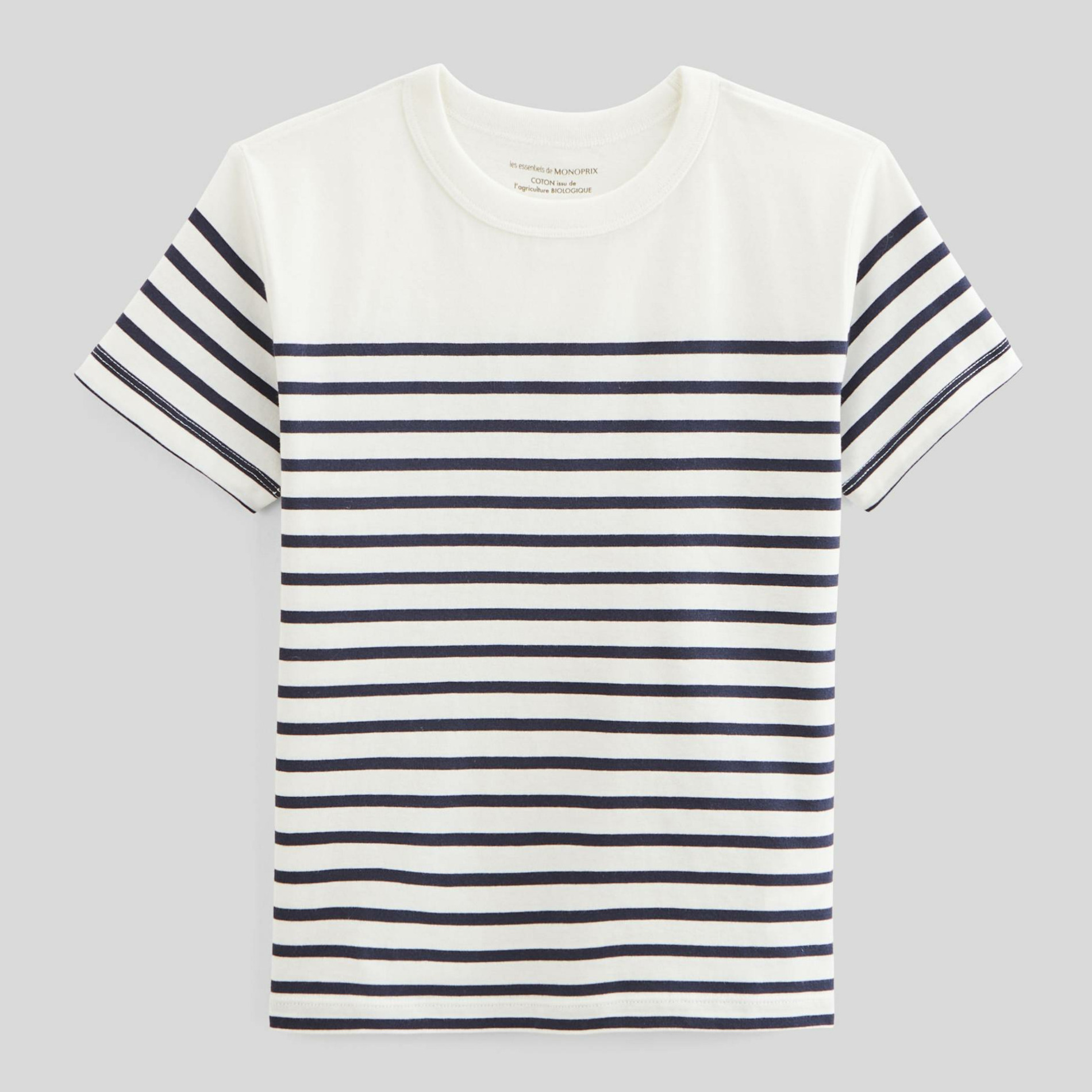 Marinière manches courtes en coton BIO GOTS, MONOPRIX