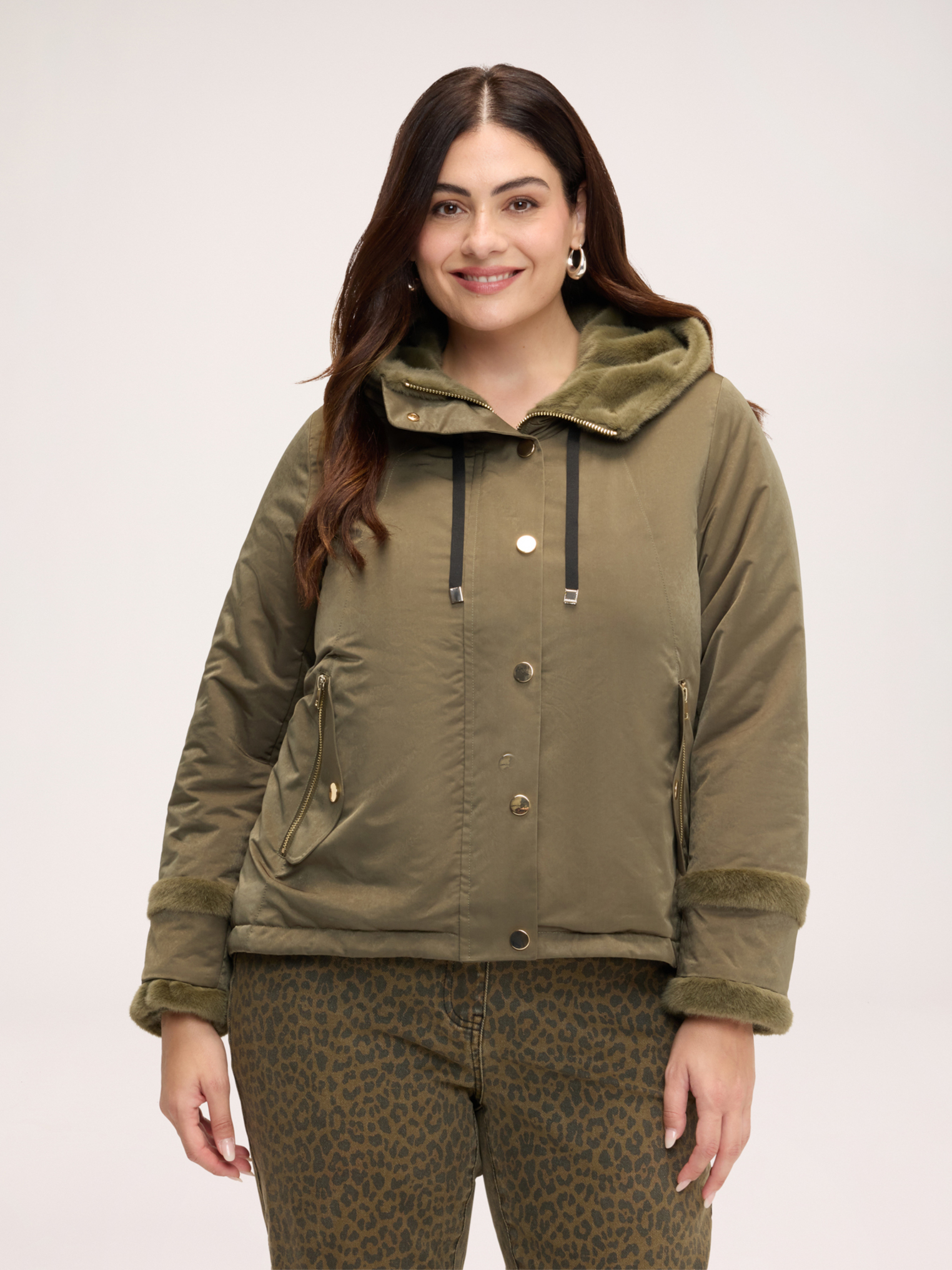 Veste matelassée avec détails en peluche, FIORELLA RUBINO