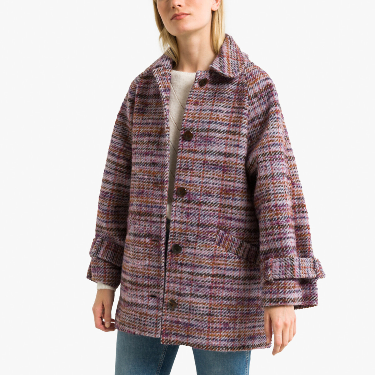 Nerissa Checked Coat in Wool Mix