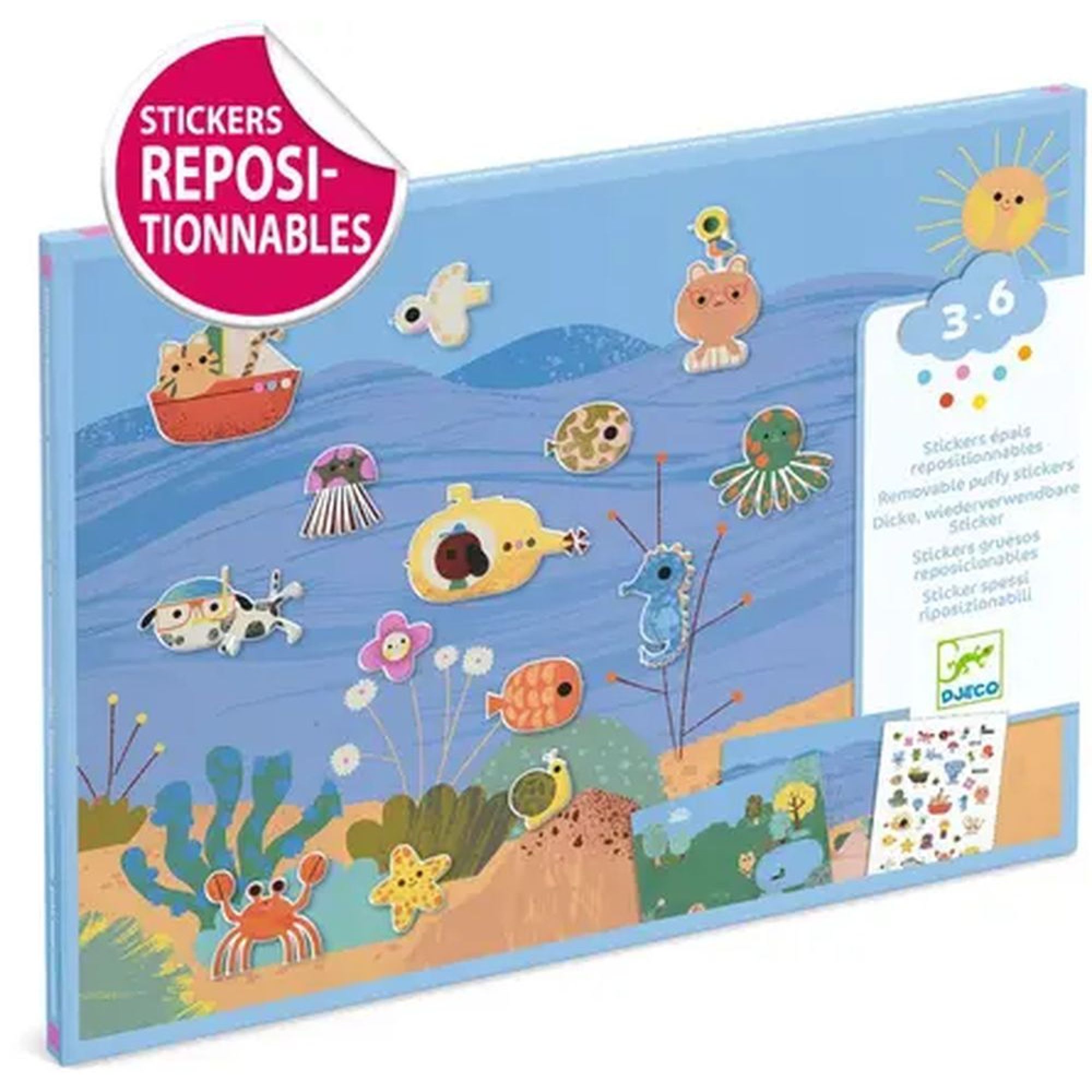 Pochette de stickers repositionnables avec décors Summertime, DJECO