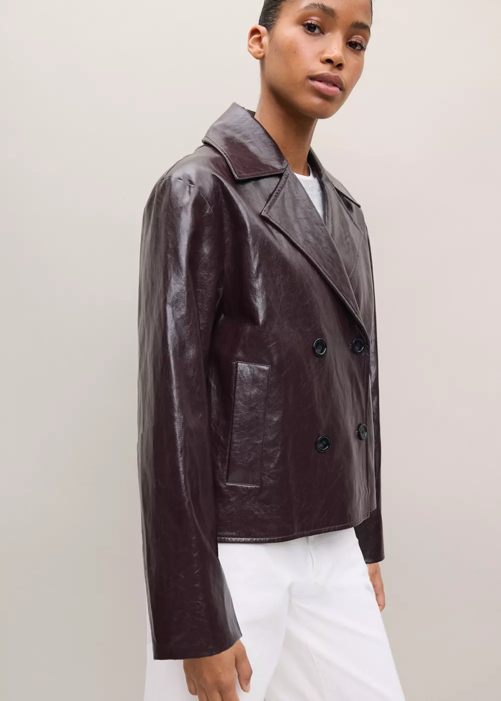 Veste cuir synthétique à revers, MANGO TEEN