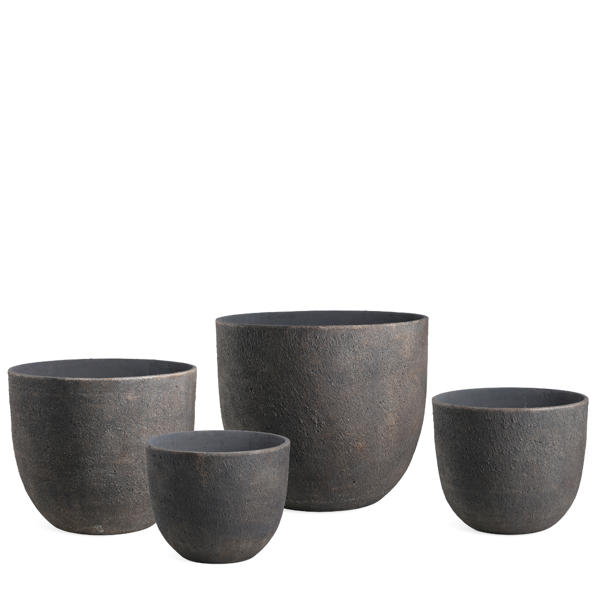 Lot de 4 cache-pots décoratifs arrondi en fibre H45 Terra, SIA DECO
