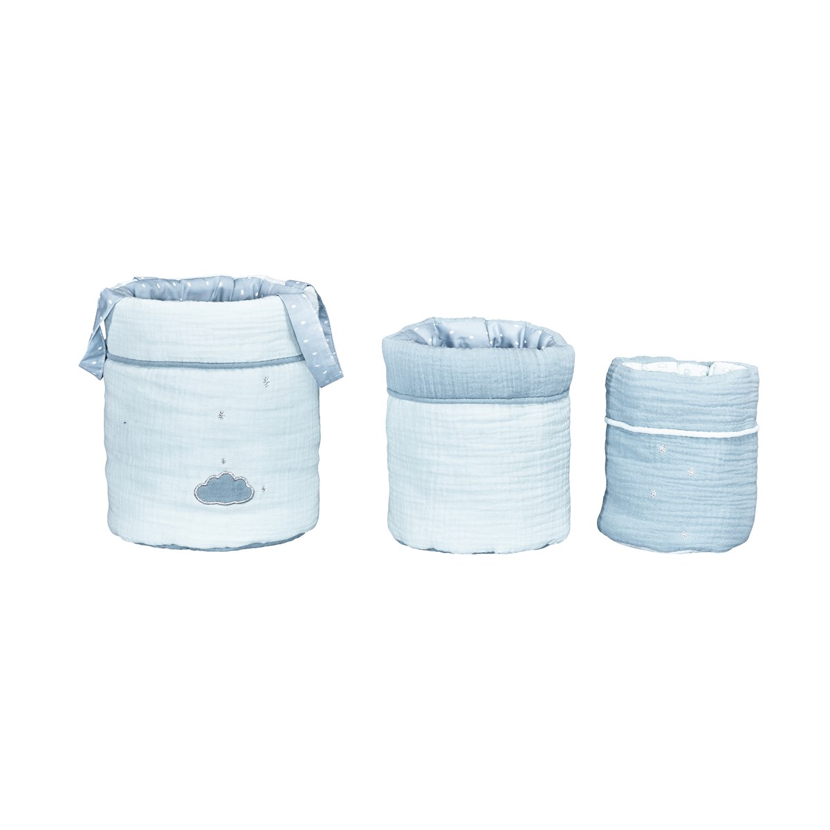 Lot de 3 paniers de rangement en coton, SAUTHON