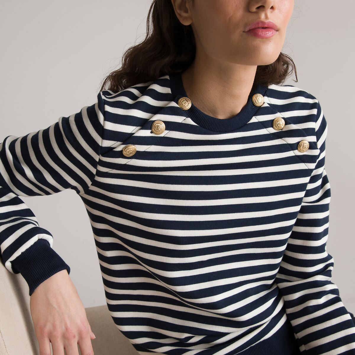Les Signatures - Breton Striped Cotton Sweatshirt