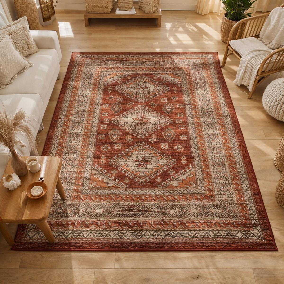 Tapis oriental tissé motif ethnique LYN1 DAZOR, UN AMOUR DE TAPIS