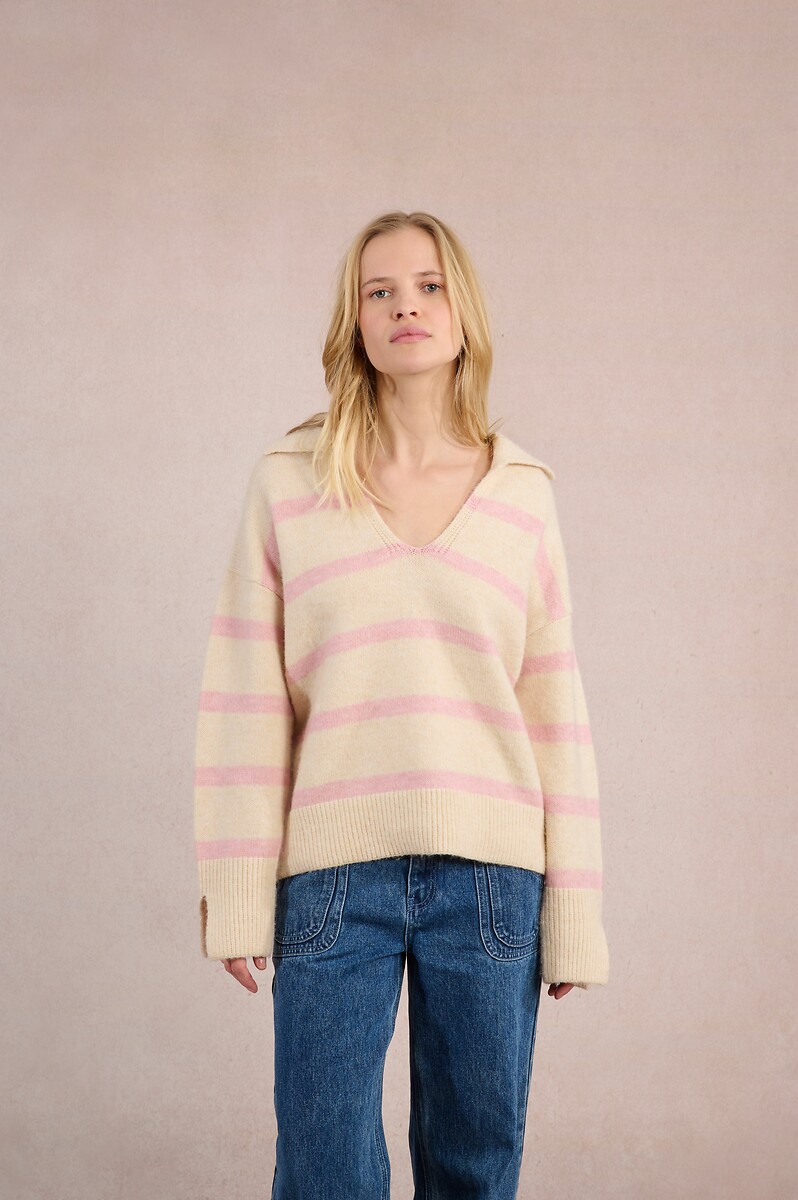 Striped Polo Shirt Jumper, MOLLY BRACKEN