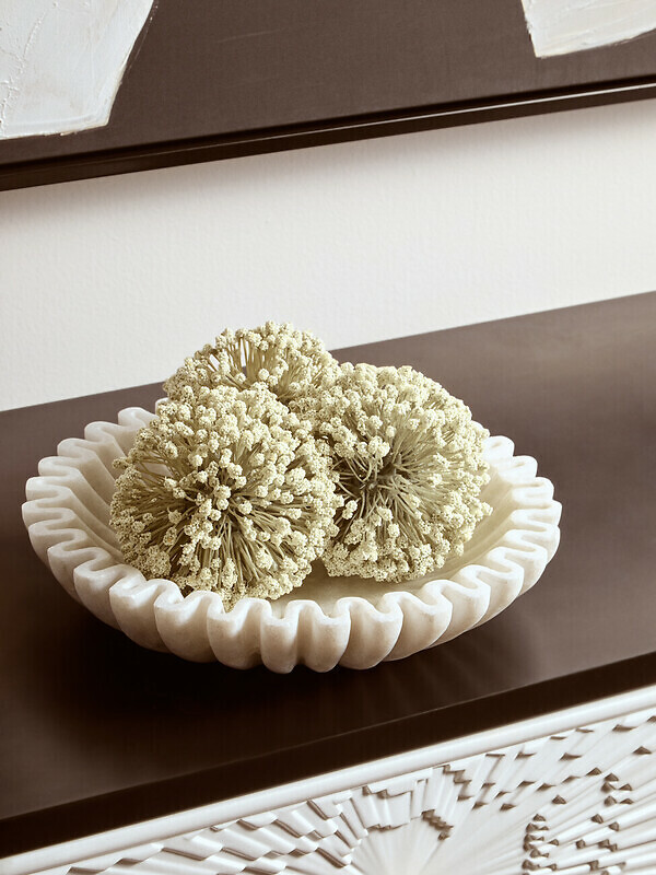 Small Decorative Fluted Marble Bowl in White, FIFTY FIVE SOUTH