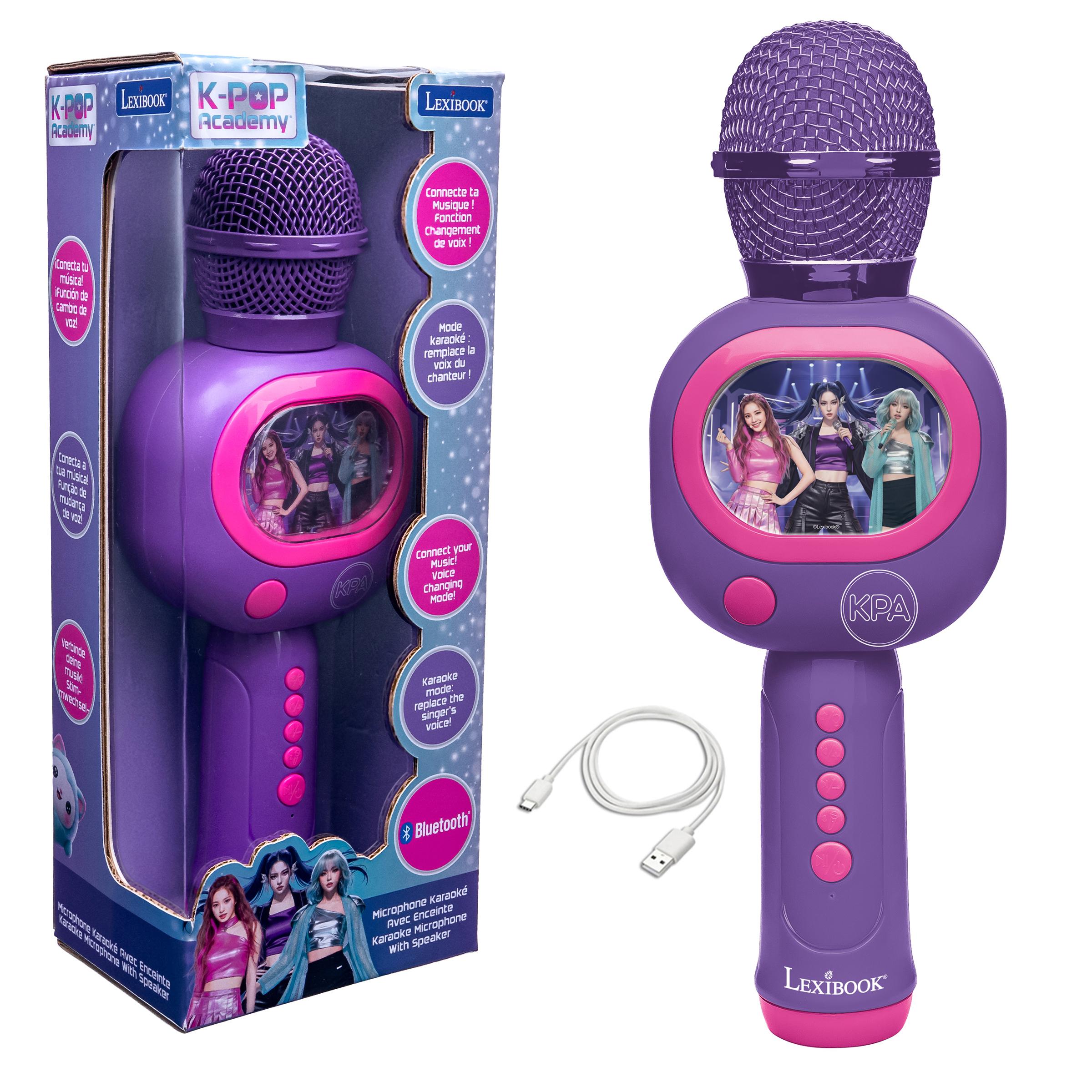 Karaoke Microphone sans fil K-Pop Academy - Microphone lumineux avec haut-parleur, LEXIBOOK