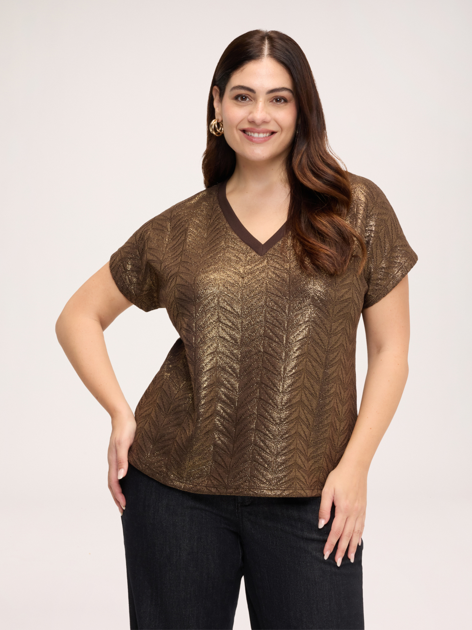 T-shirt col en V, FIORELLA RUBINO