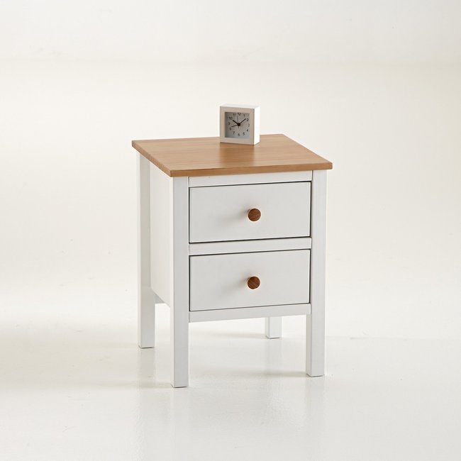 Ashin 2-Drawer Bedside Cabinet, white/wood, LA REDOUTE INTERIEURS