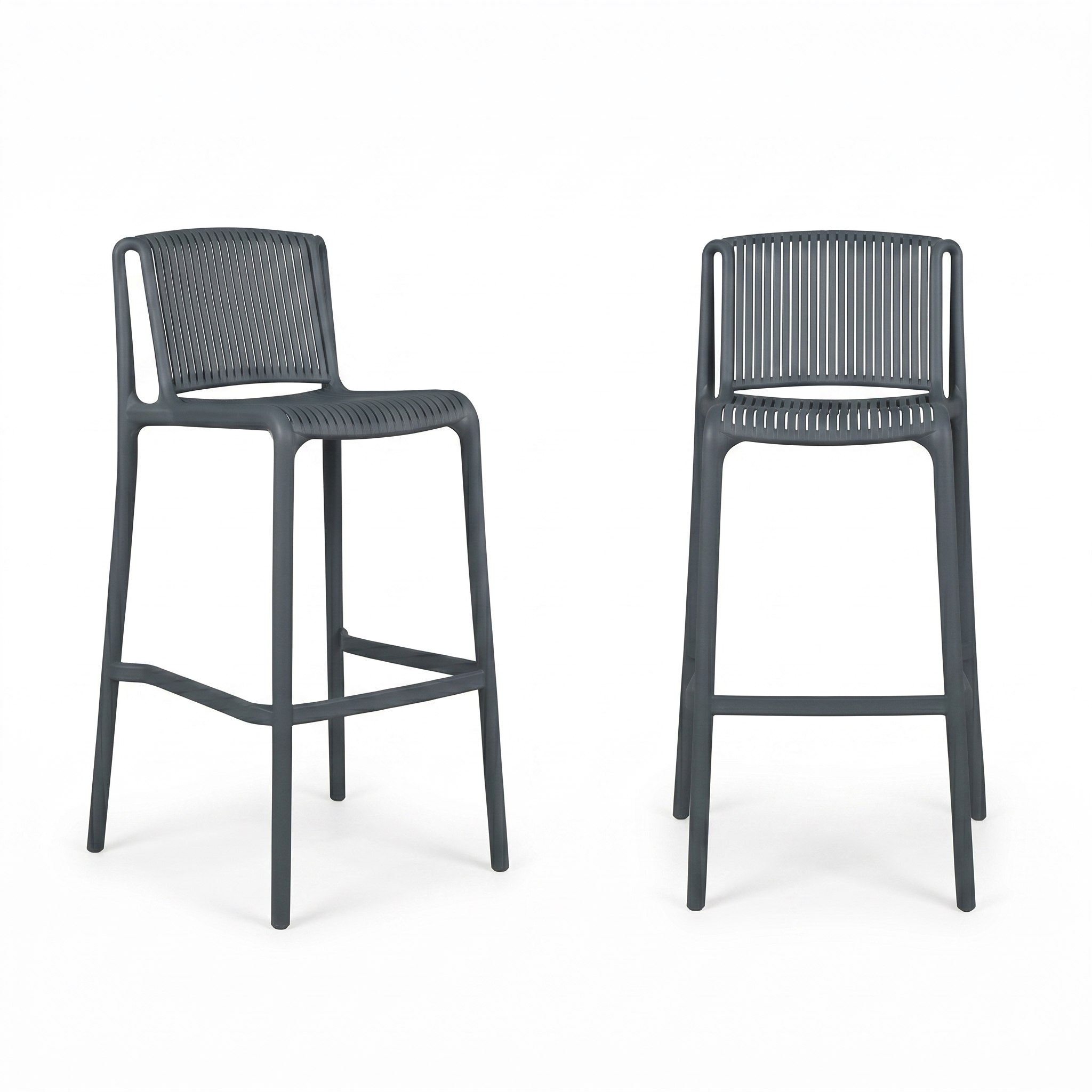 Lot de 2 Chaises hautes de jardin en résine Gris ANDREA, WILSA GARDEN