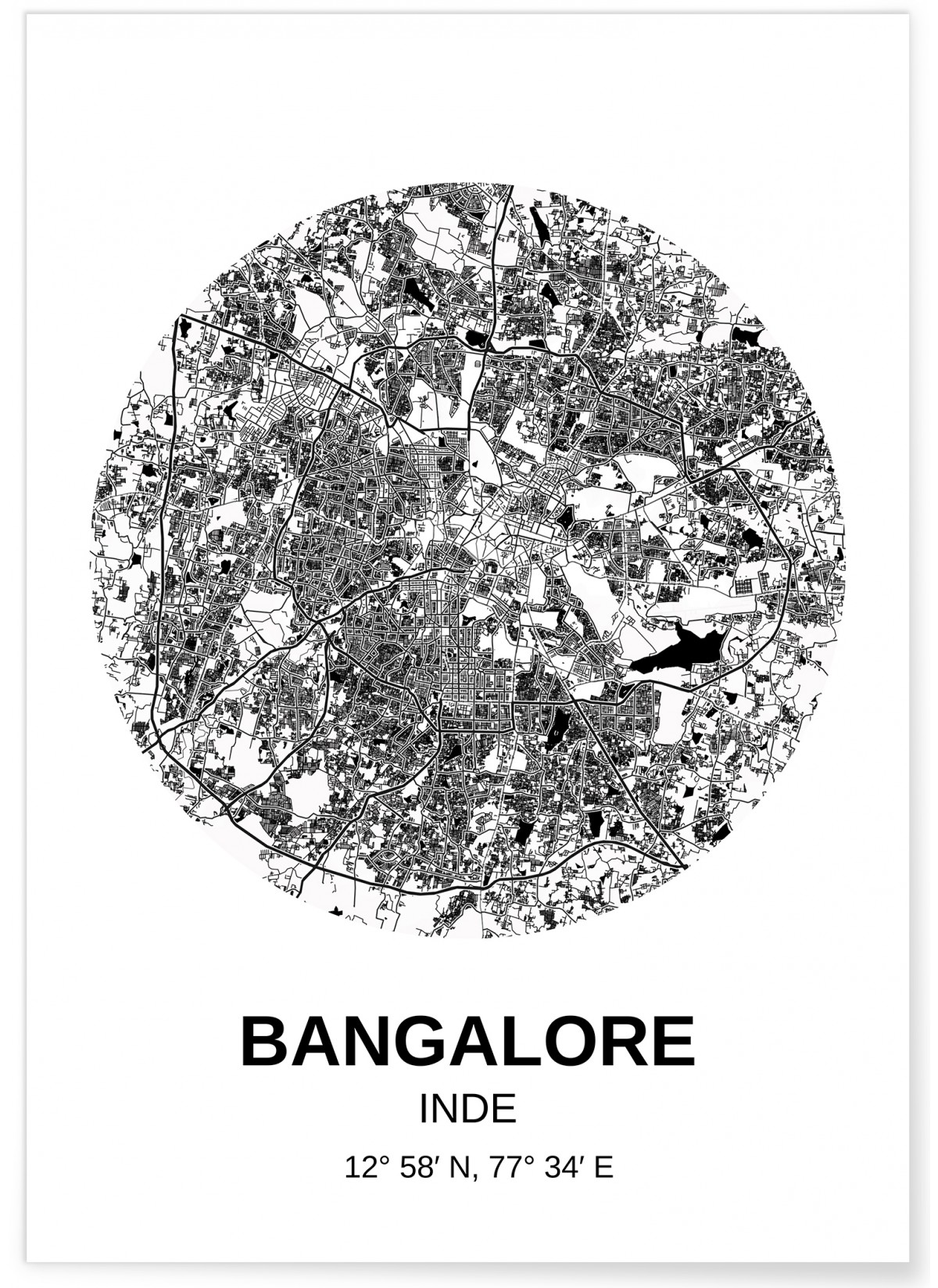 Affiche Carte Bangalore, L'AFFICHERIE