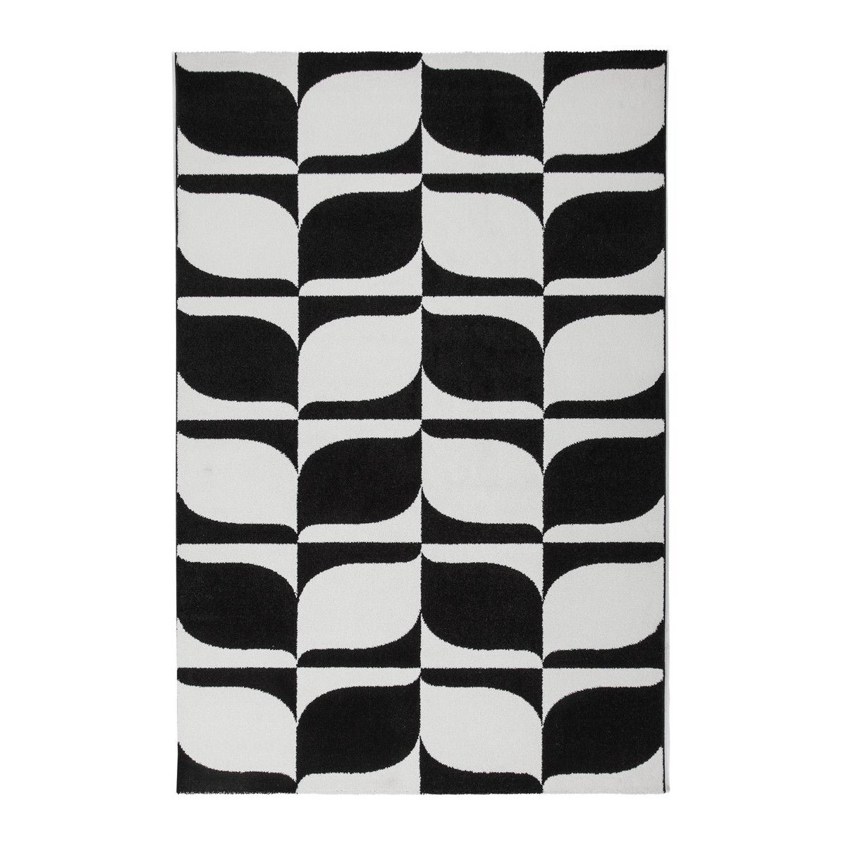 tapis contemporain noir et blanc en polypropylene milo