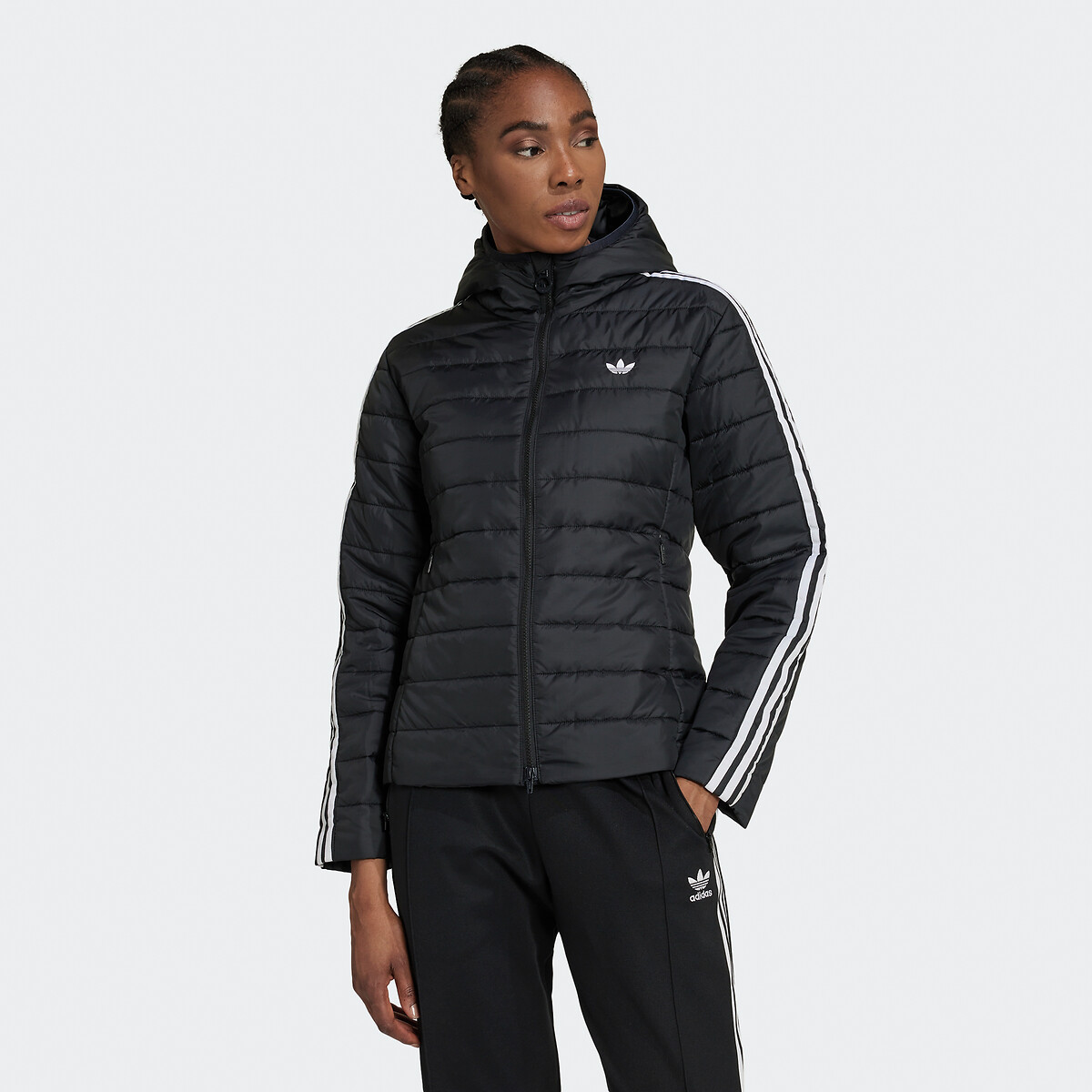 premium slim padded jacket, black, Adidas Originals | La Redoute