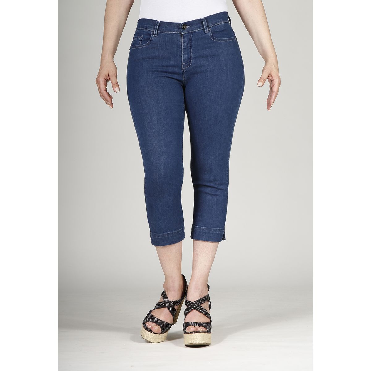 Pantacourt Femme Jeans 5 Poches Taille Haute  36 au 50 Extensible Confortable ! 