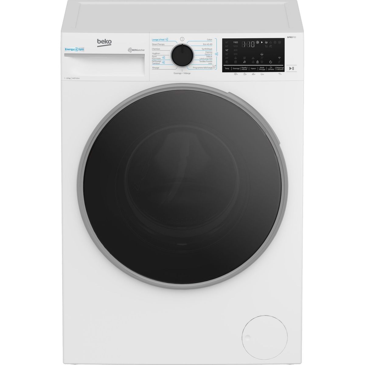 Lave linge hublot B7WFT6104019W - 10 kg - 1400 tr/min - Classe A - Moteur induction - wifi - EnergySpin -FiberCatcher, BEKO