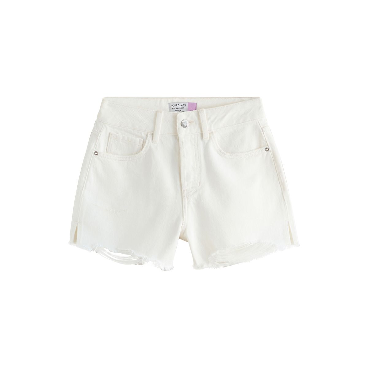 Short en jean à ourlets frangé coupe sablier, NEXT