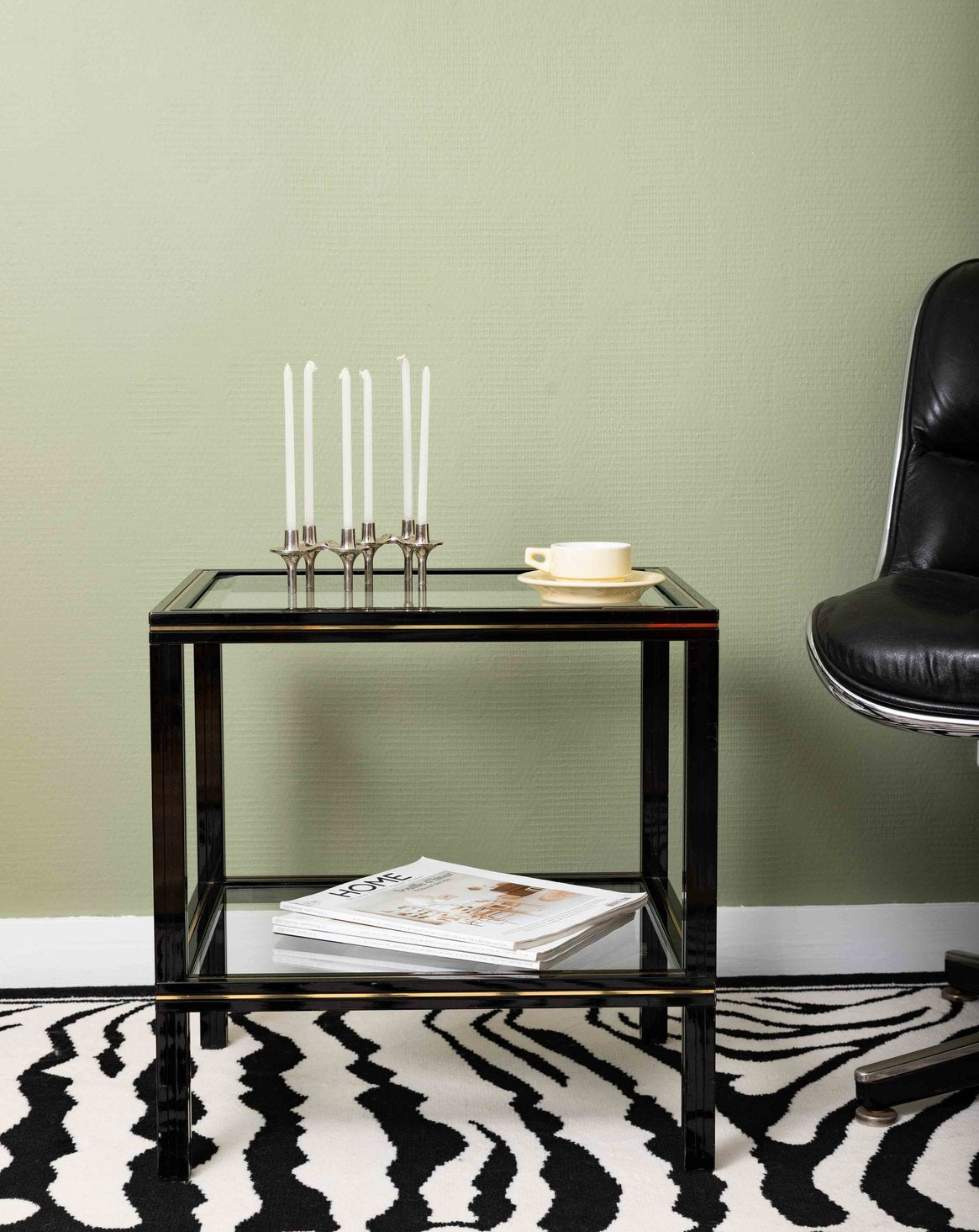 Table design en métal et verre Hanna N°1572 - Bon état, DEBONGOUT