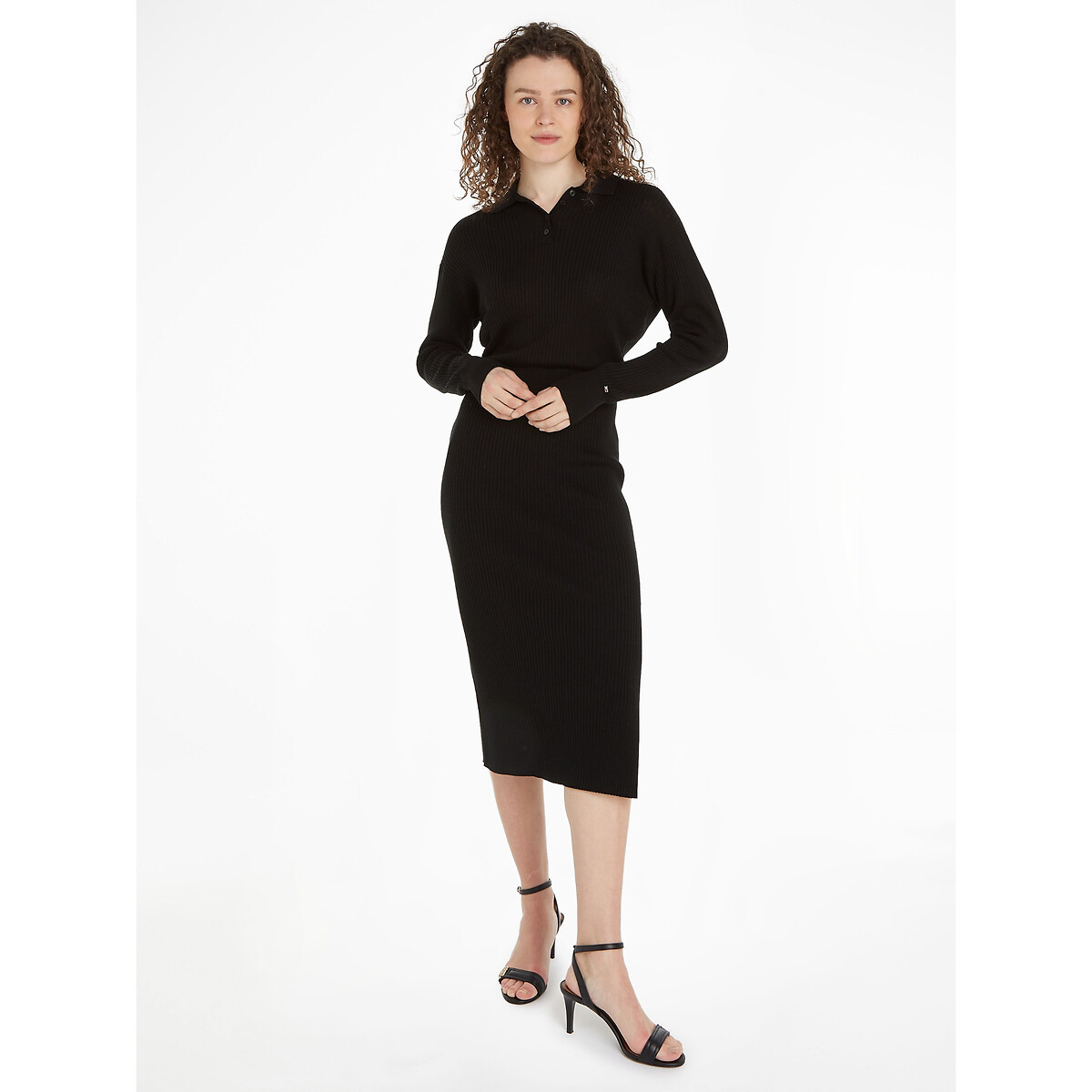 Image of Bodycon Polo Dress with Long Sleeves