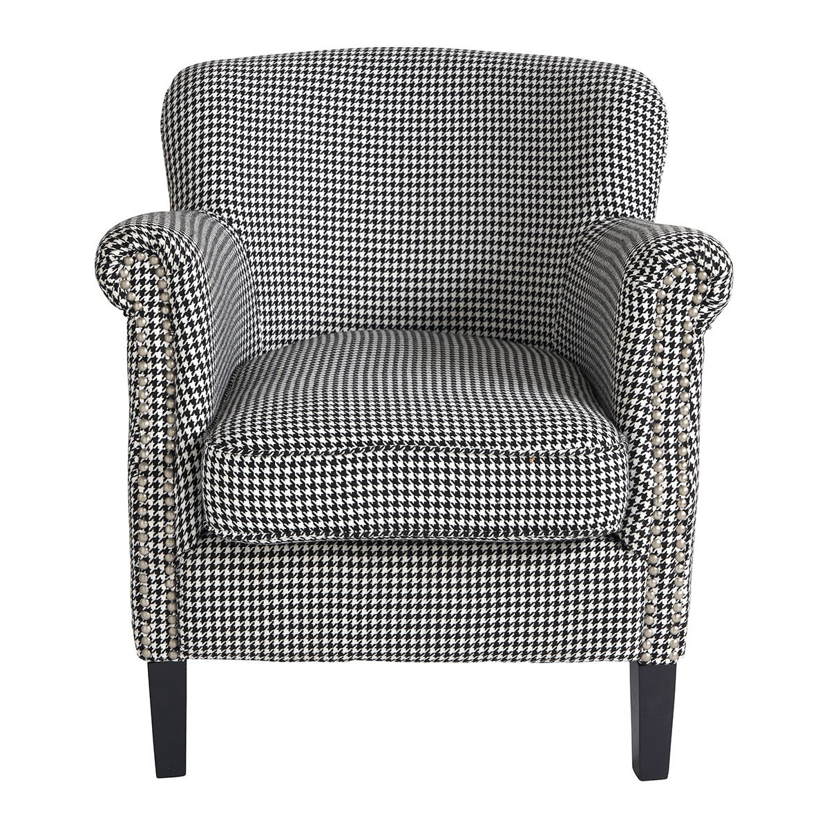 Fauteuil tissu pied-de-poule 70x79x78, BLANC D’IVOIRE