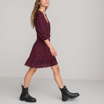 Floral Print Ruffled Dress with Long Sleeves LA REDOUTE COLLECTIONS