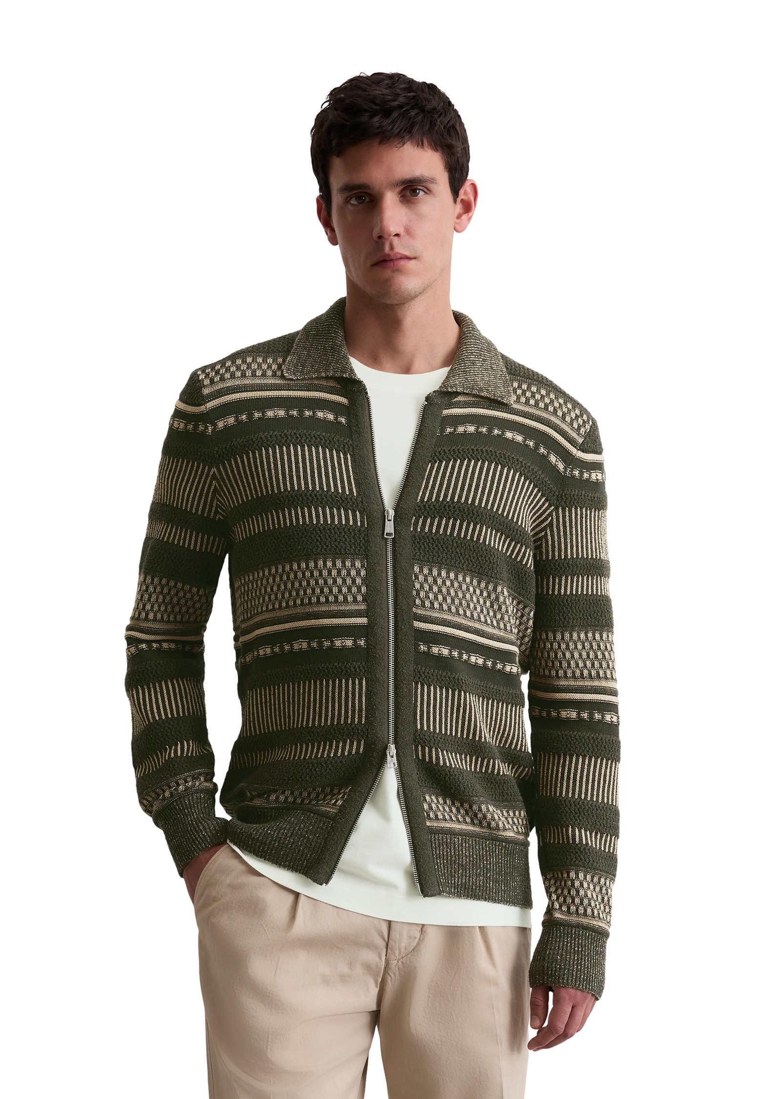 Veste en tricot avec mélange de structures, MARC O'POLO