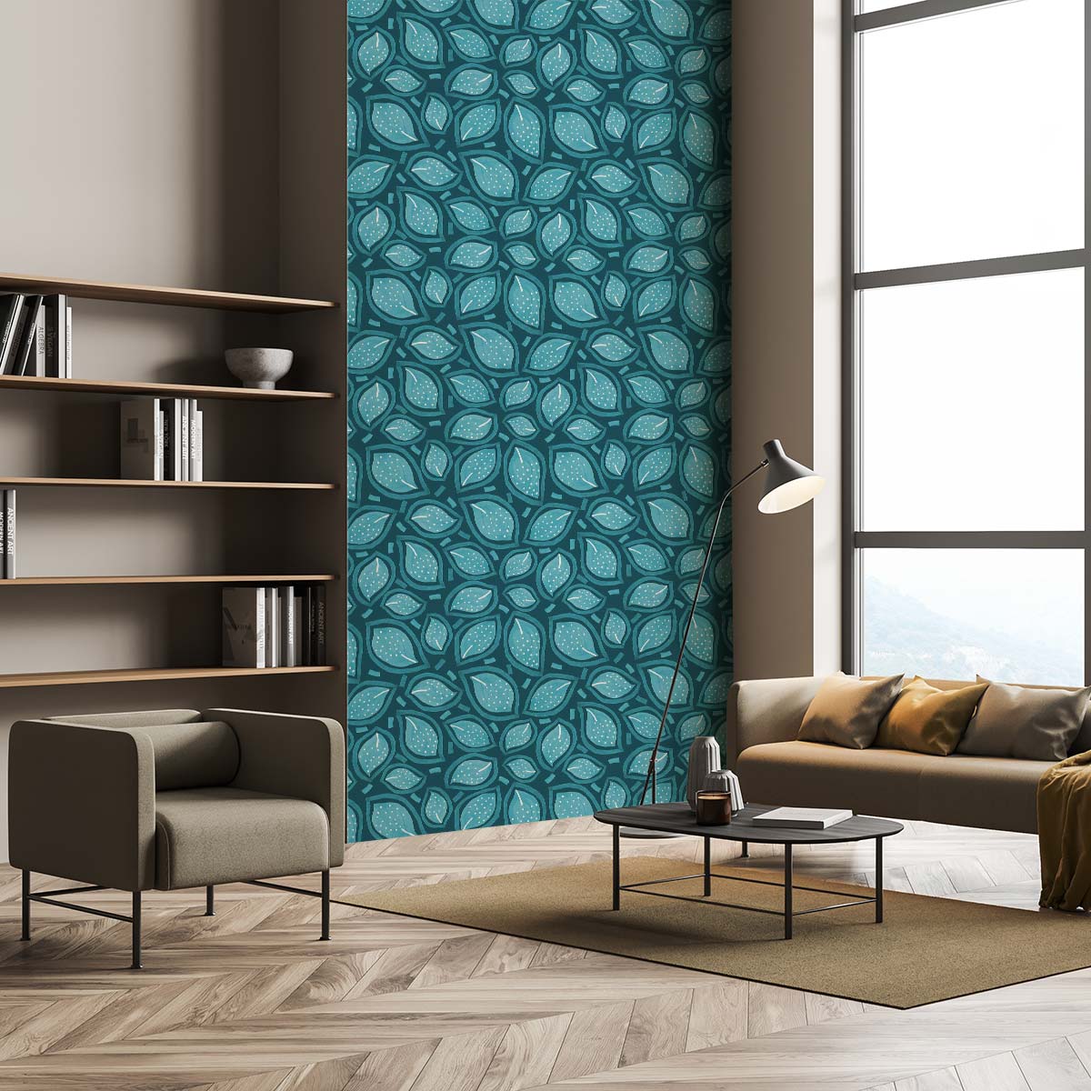 Papier peint turquoise éparse, HEXOA
