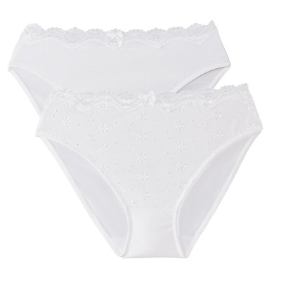 Pack of 2 Knickers in Embroidered Cotton LA REDOUTE COLLECTIONS