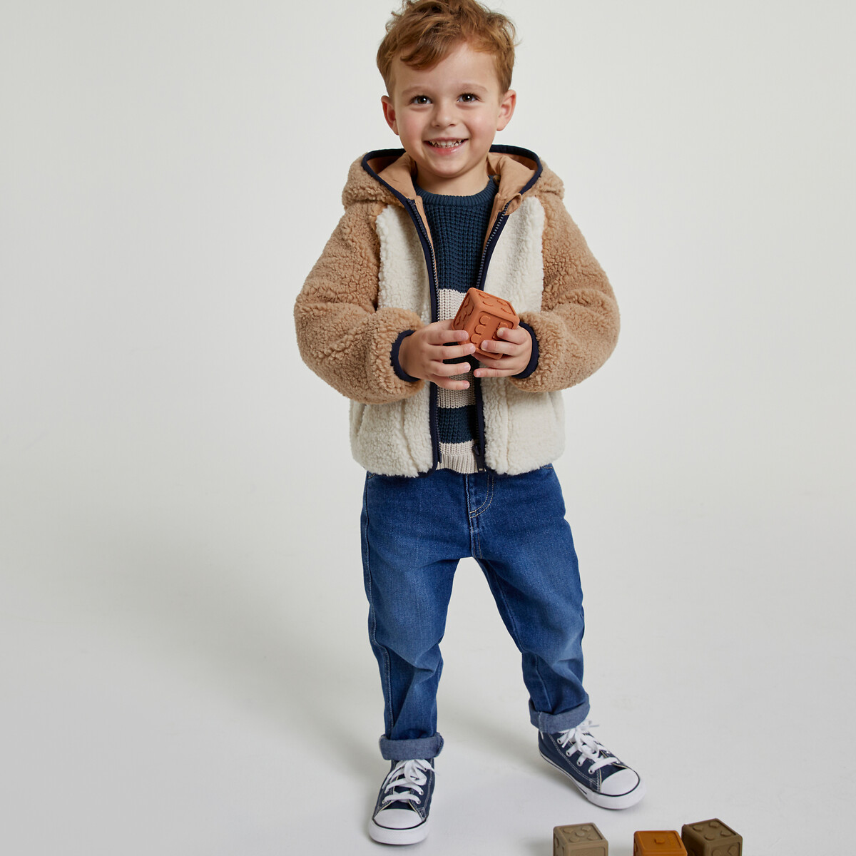Vest met kap in sherpa