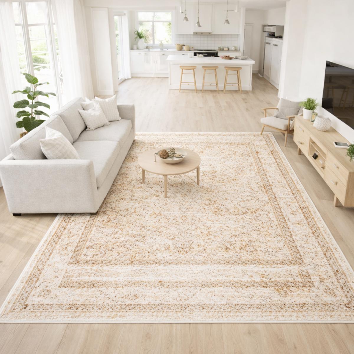 Tapis salon vintage patiné, design élégant intemporel LYN1 VON, UN AMOUR DE TAPIS