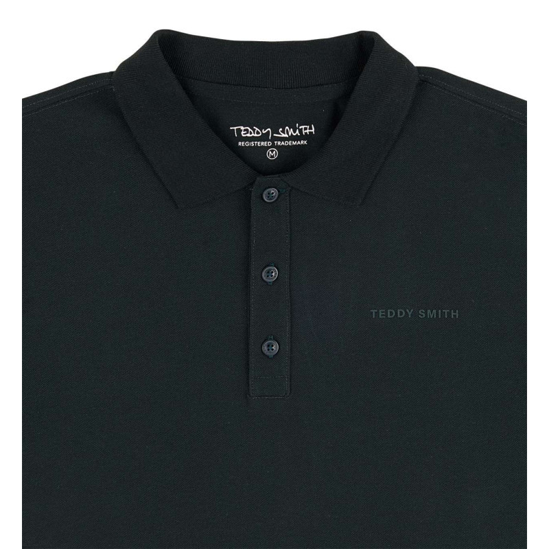 Polo en coton vert uni avec une coupe droite et le nom de la marque, TEDDY SMITH