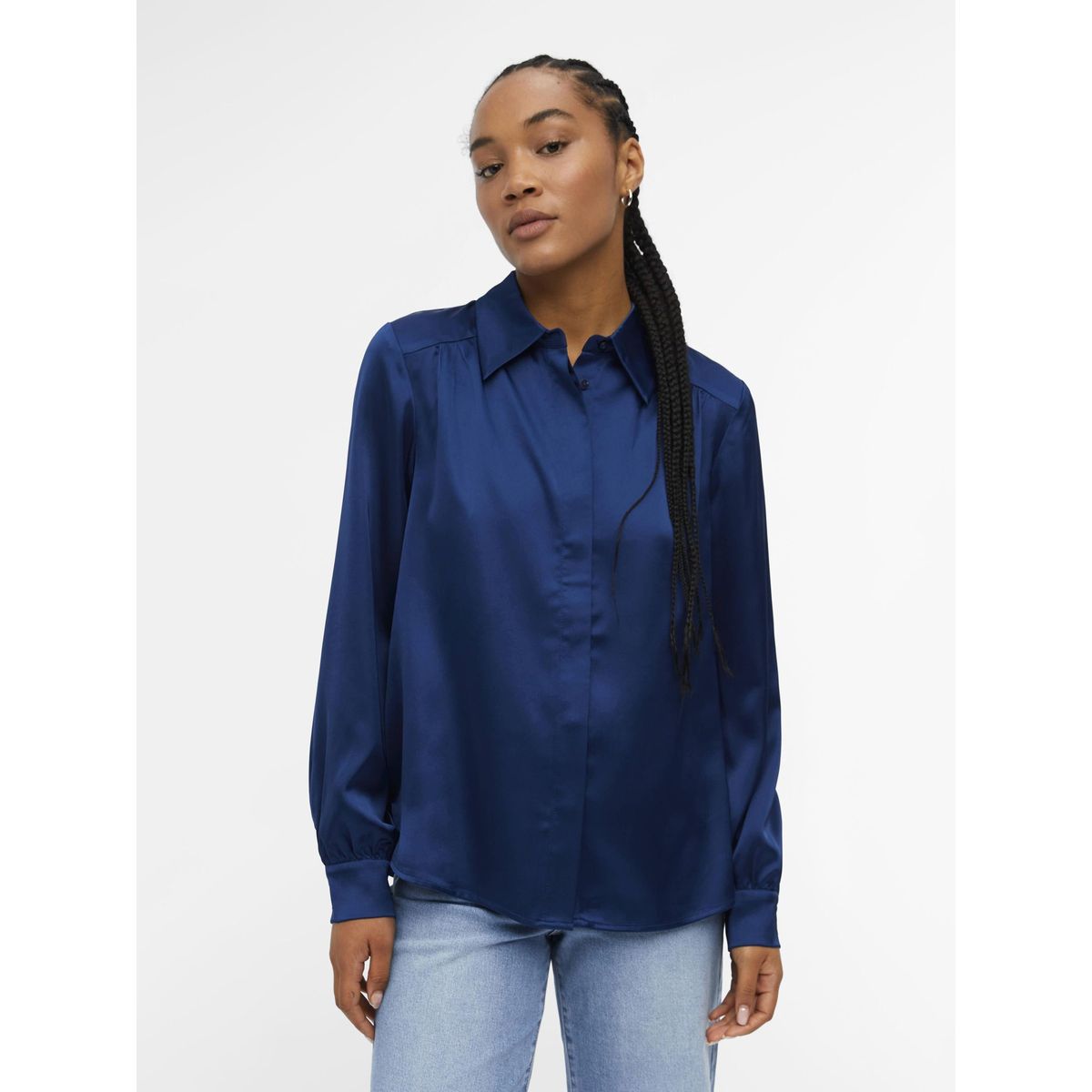 Chemise best sale bleu satin