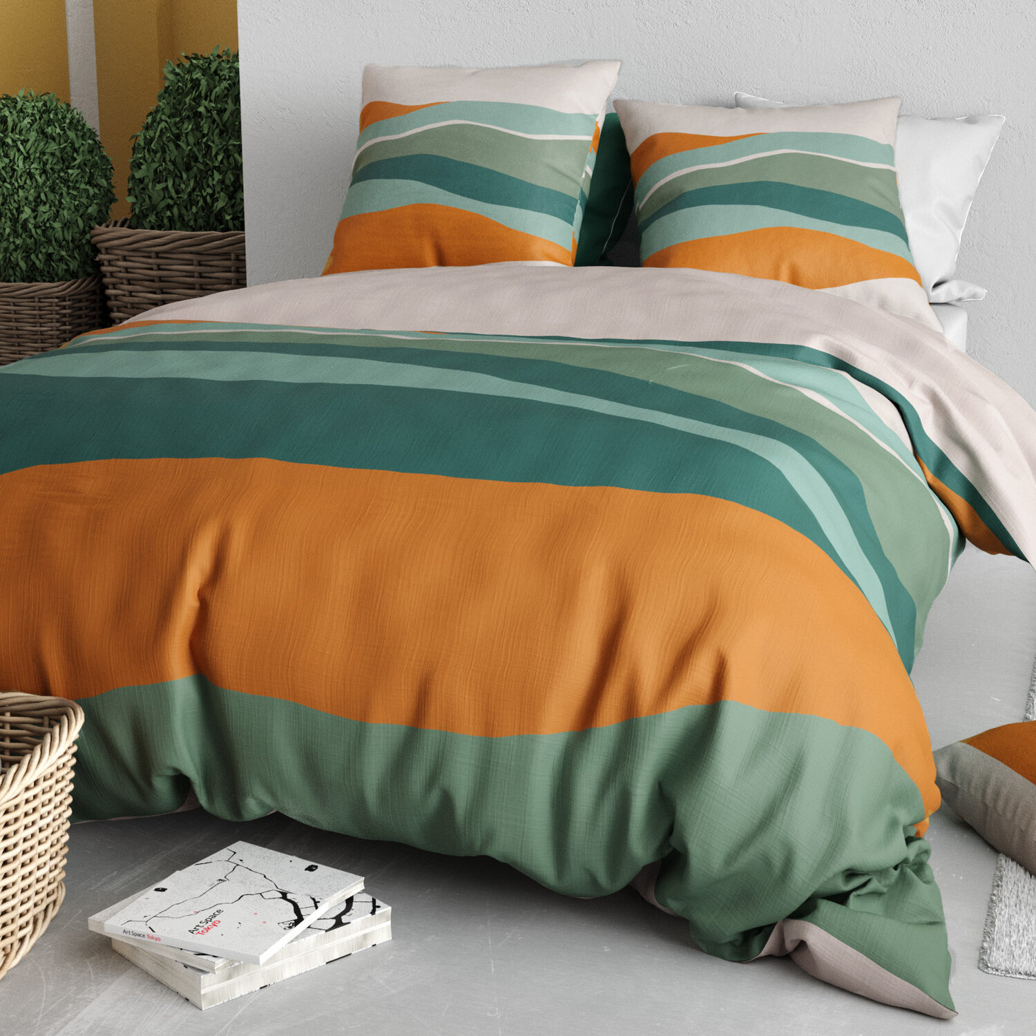Parure housse de couette en coton imprimée, Malo, C DESIGN HOME TEXTILE