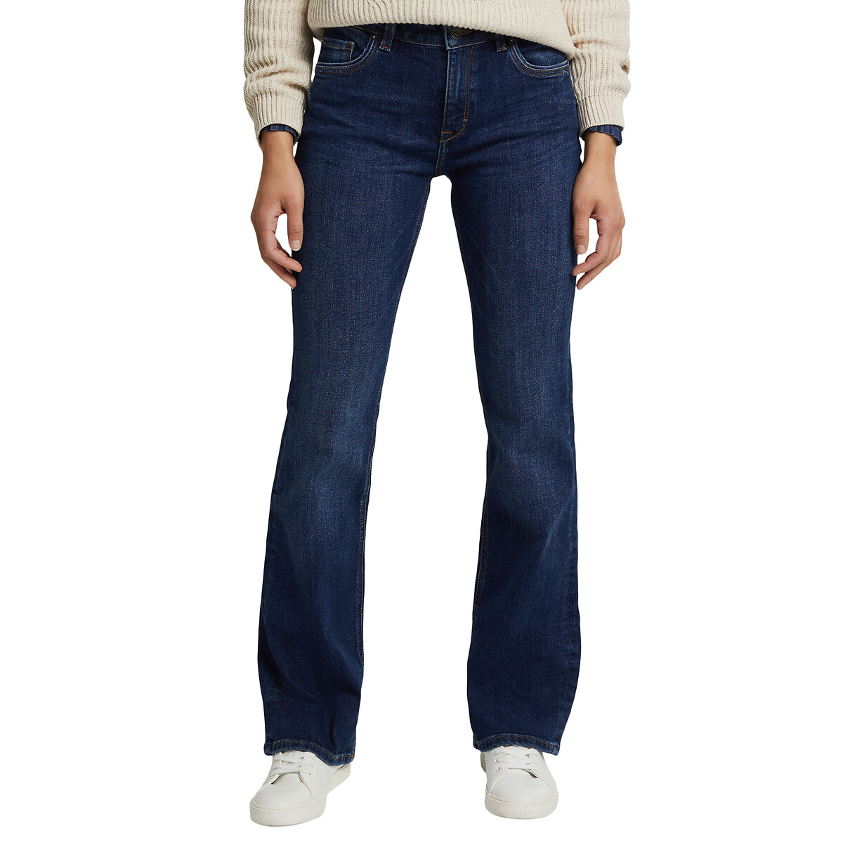 Esprit Bootcut jeans van stretch denim met lichte washed en used effecten online kopen