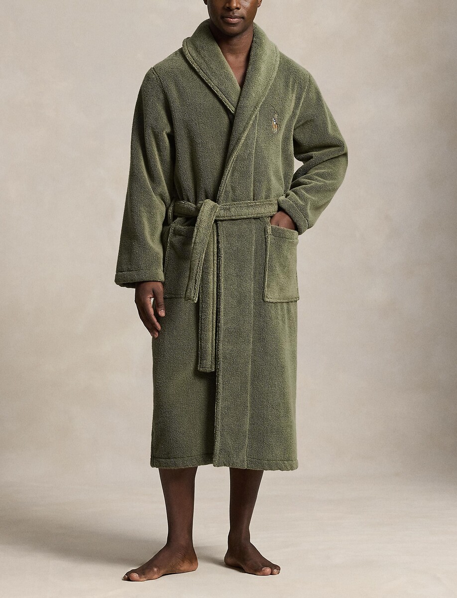 Badjas met sjaalkraag in badstof, POLO RALPH LAUREN