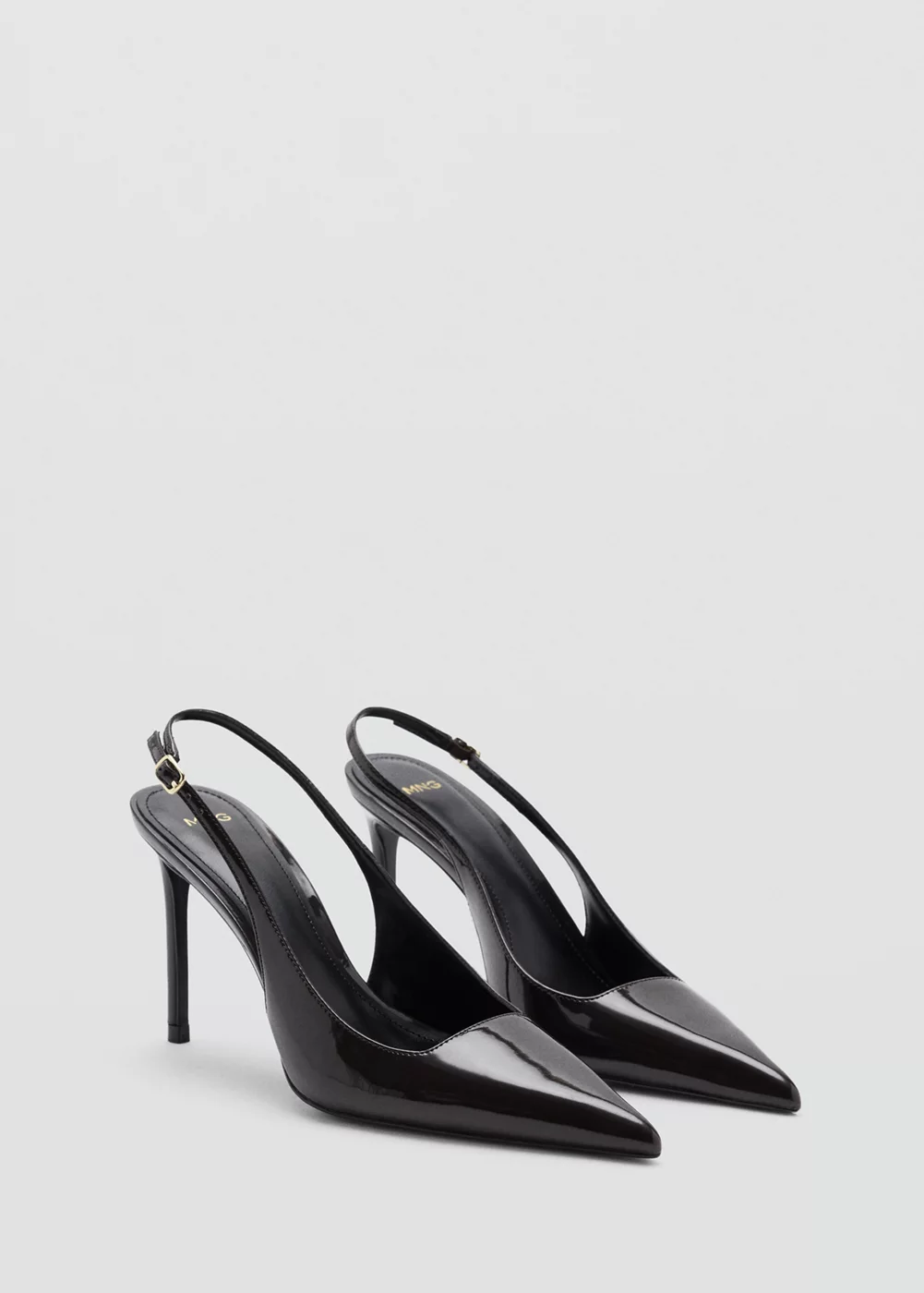 Chaussures à talon en cuir vernis, MANGO