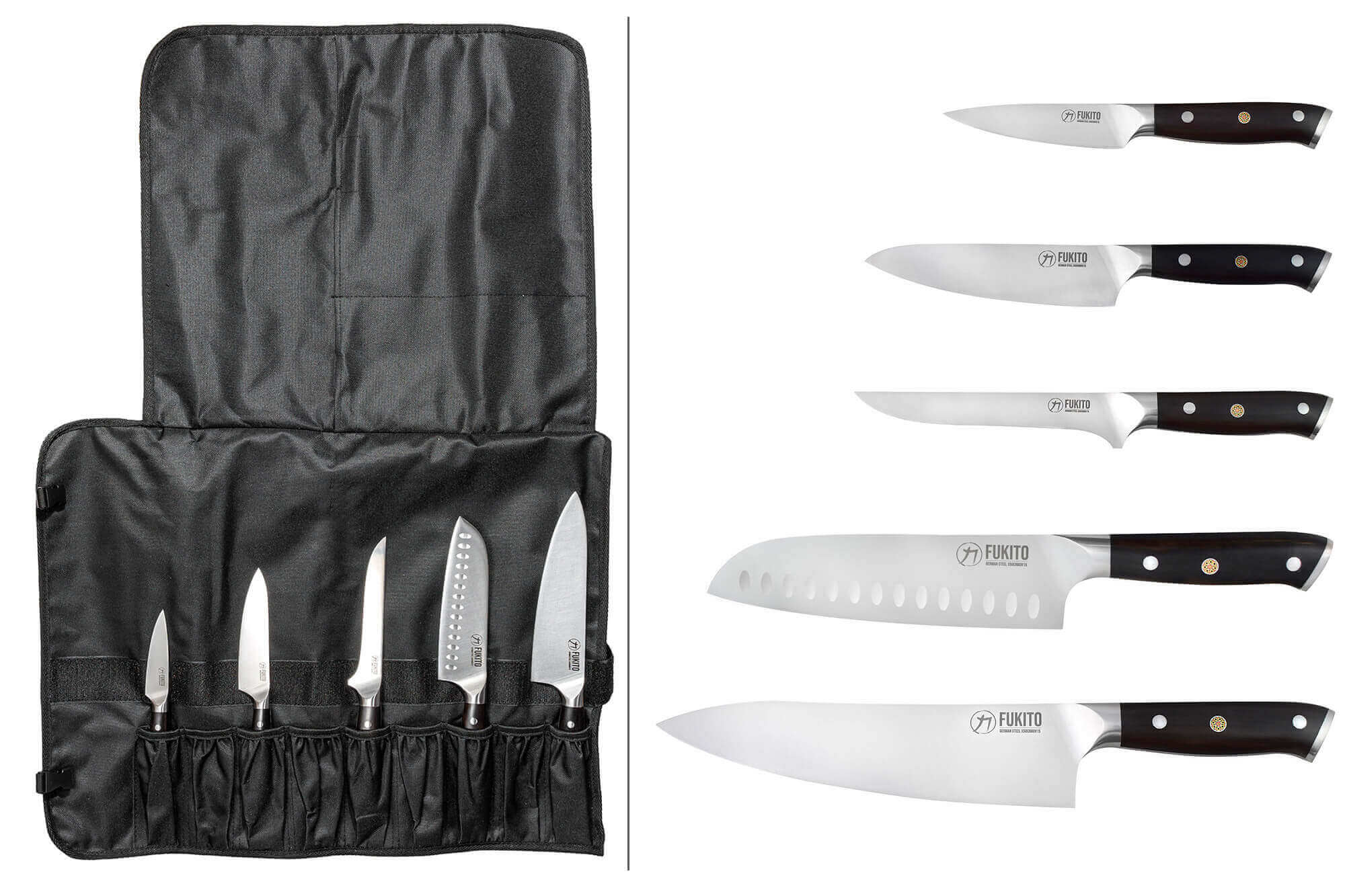 Trousse 5 couteaux de cuisine Ebène X50, FUKITO