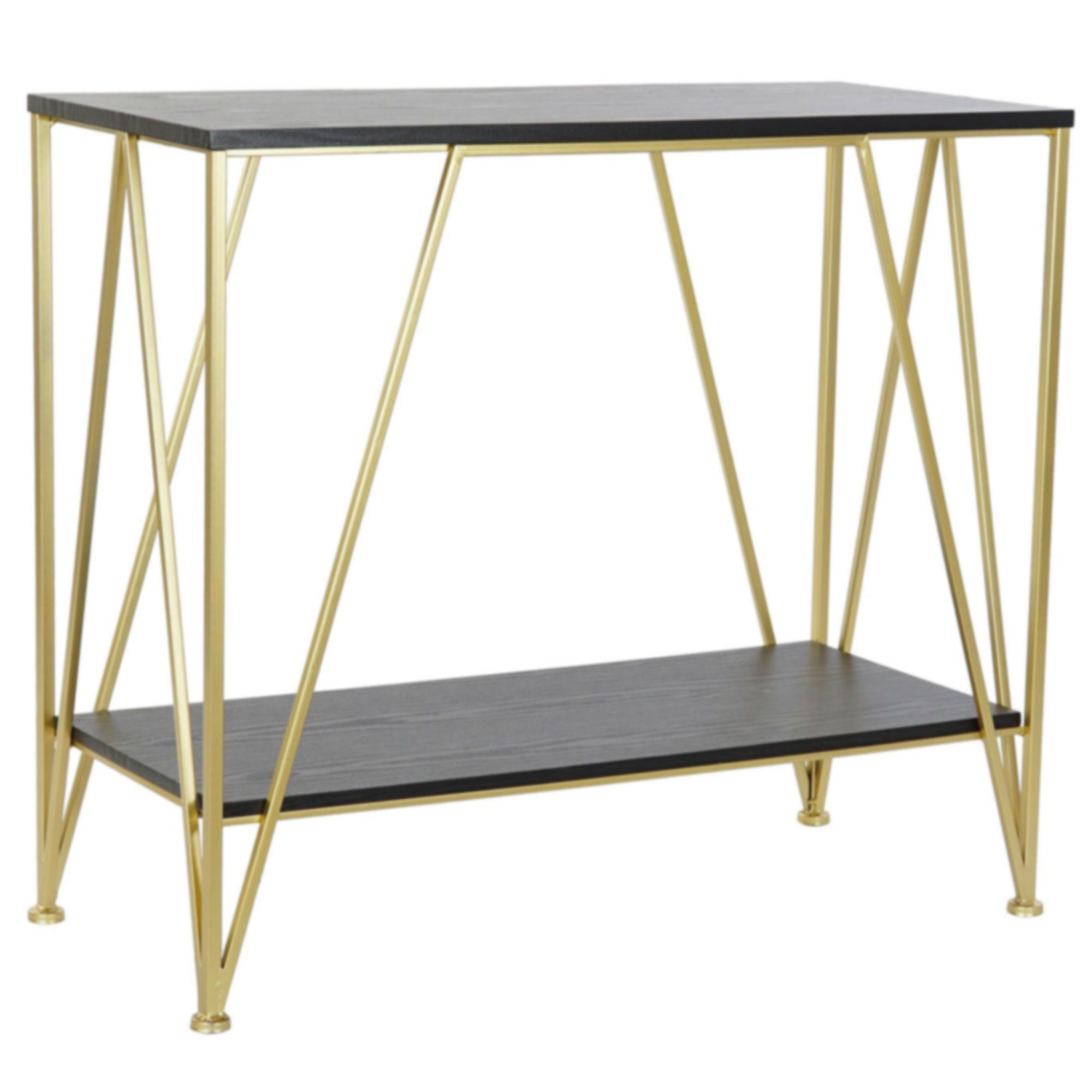 Console métal doré et plateaux bois noir - 81.5x36x71.5cm, WADIGA