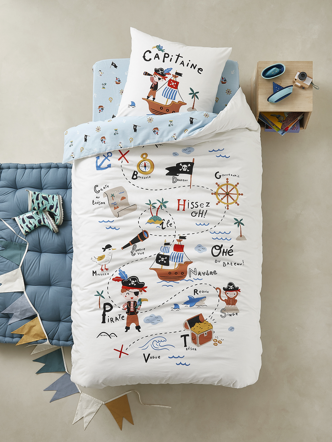 Parure housse de couette + taie d'oreiller P COMME PIRATE, VERTBAUDET