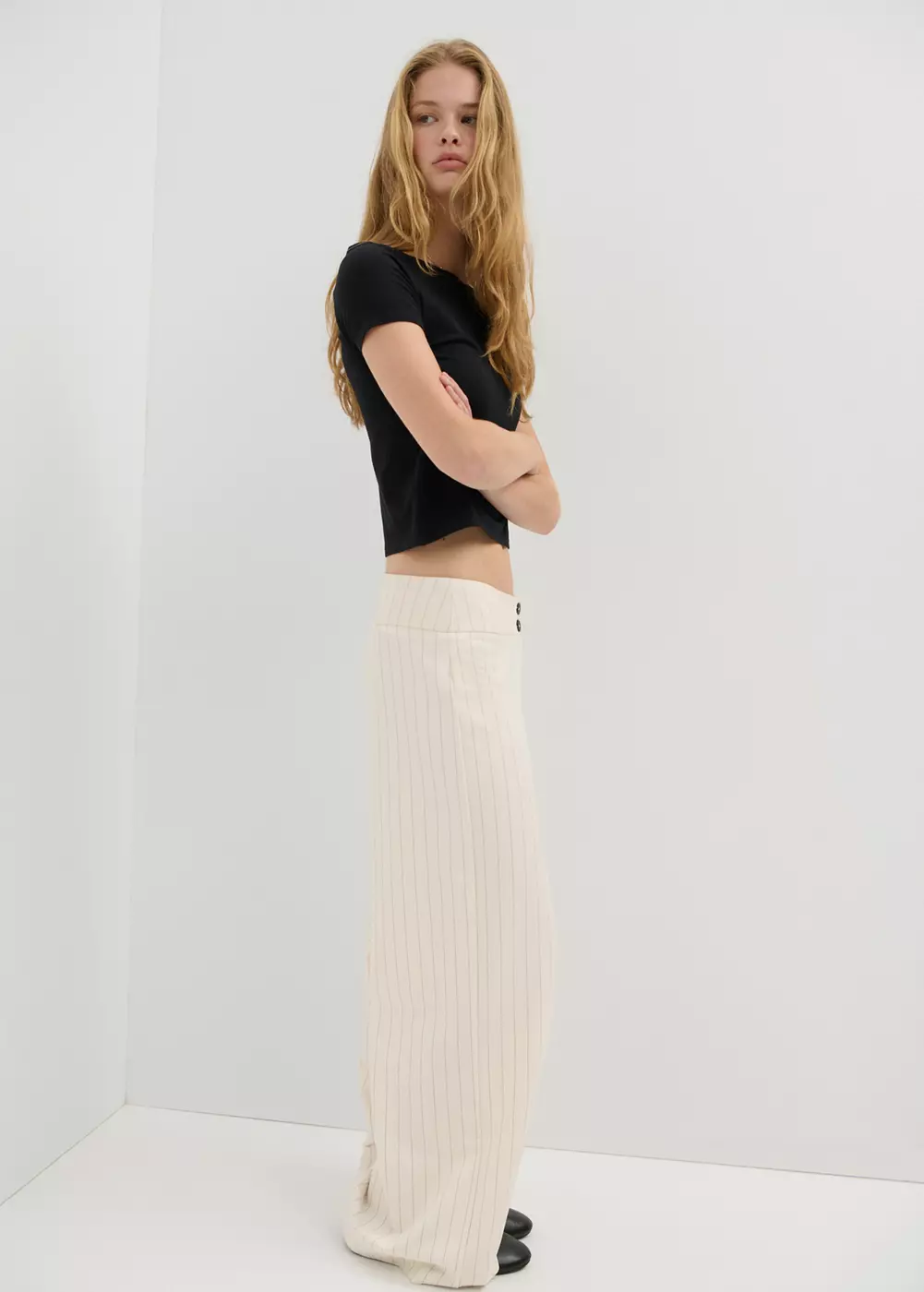 Pantalon droit fines rayures, MANGO TEEN