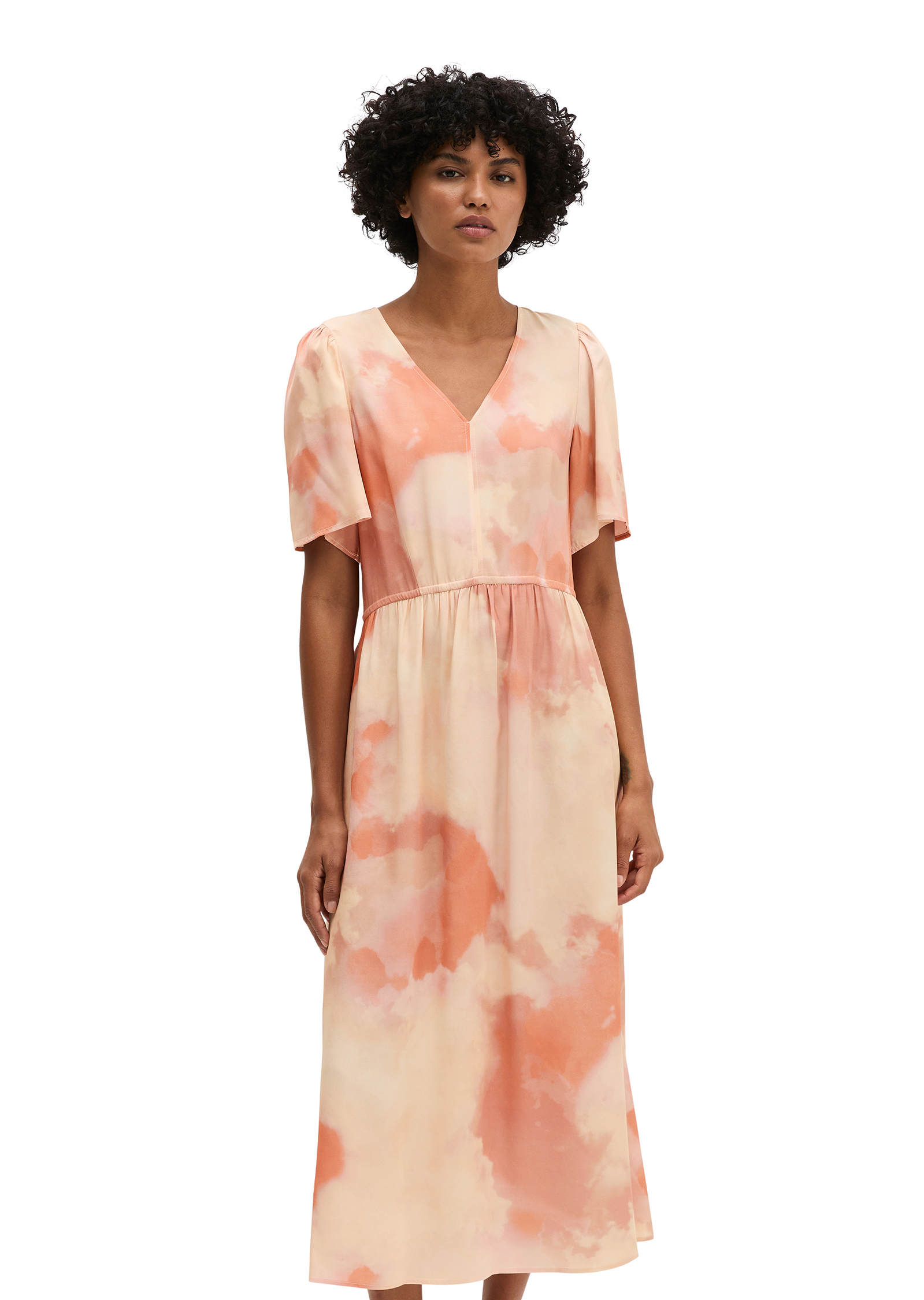 Robe à taille élastique flare en sergé de viscose fluide, MARC O'POLO
