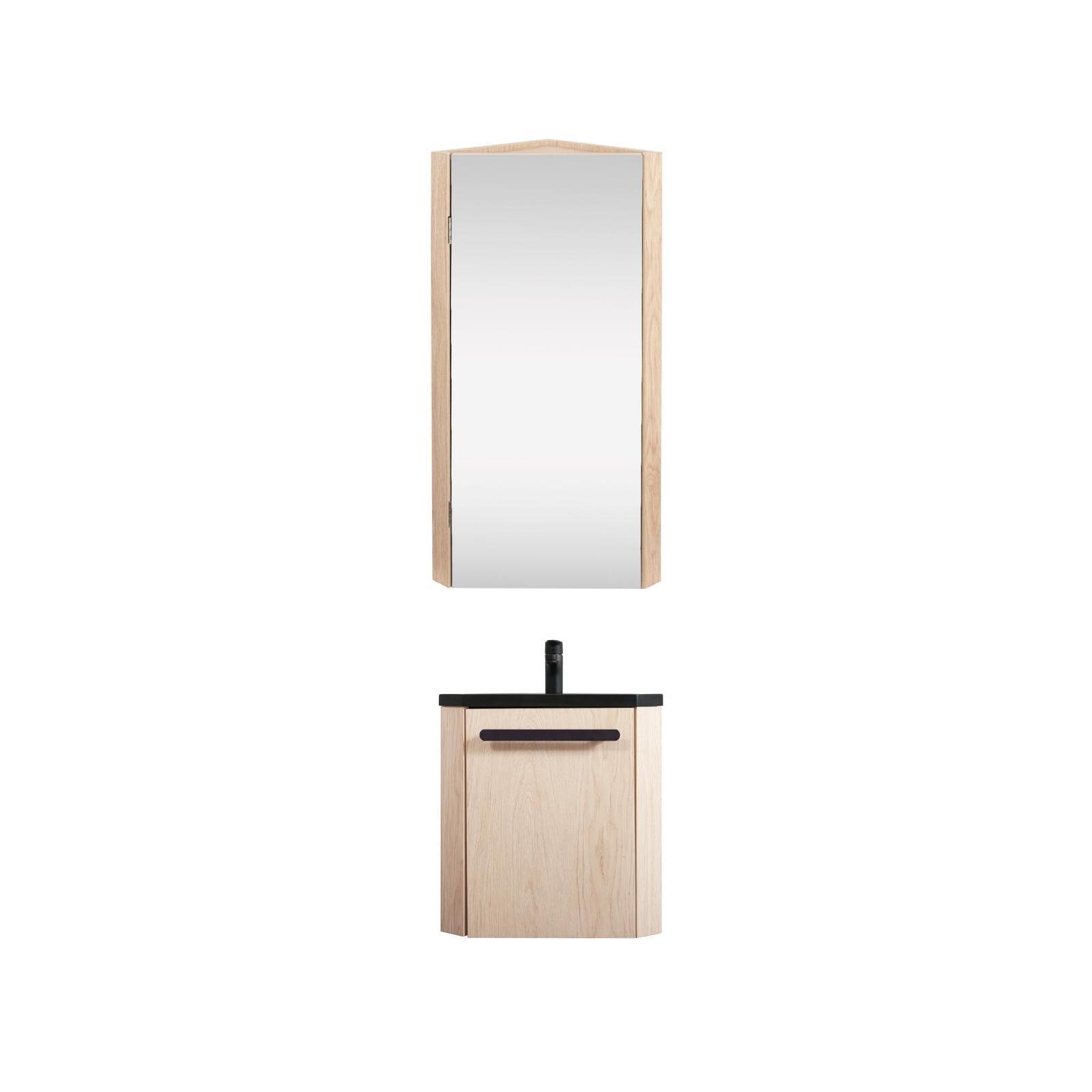 Ensemble lave-mains d'angle suspendu avec armoire miroir SKINO, MOB IN