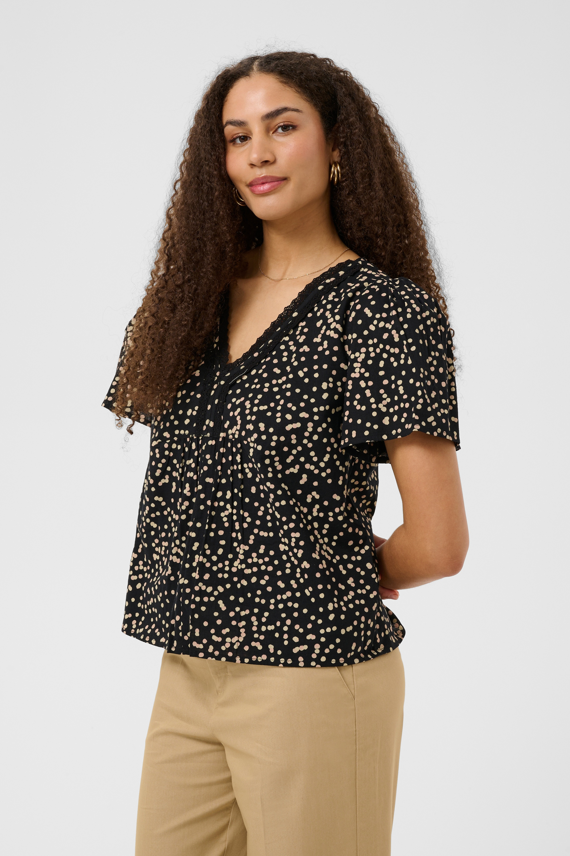Blouse à manches courtes, CREAM
