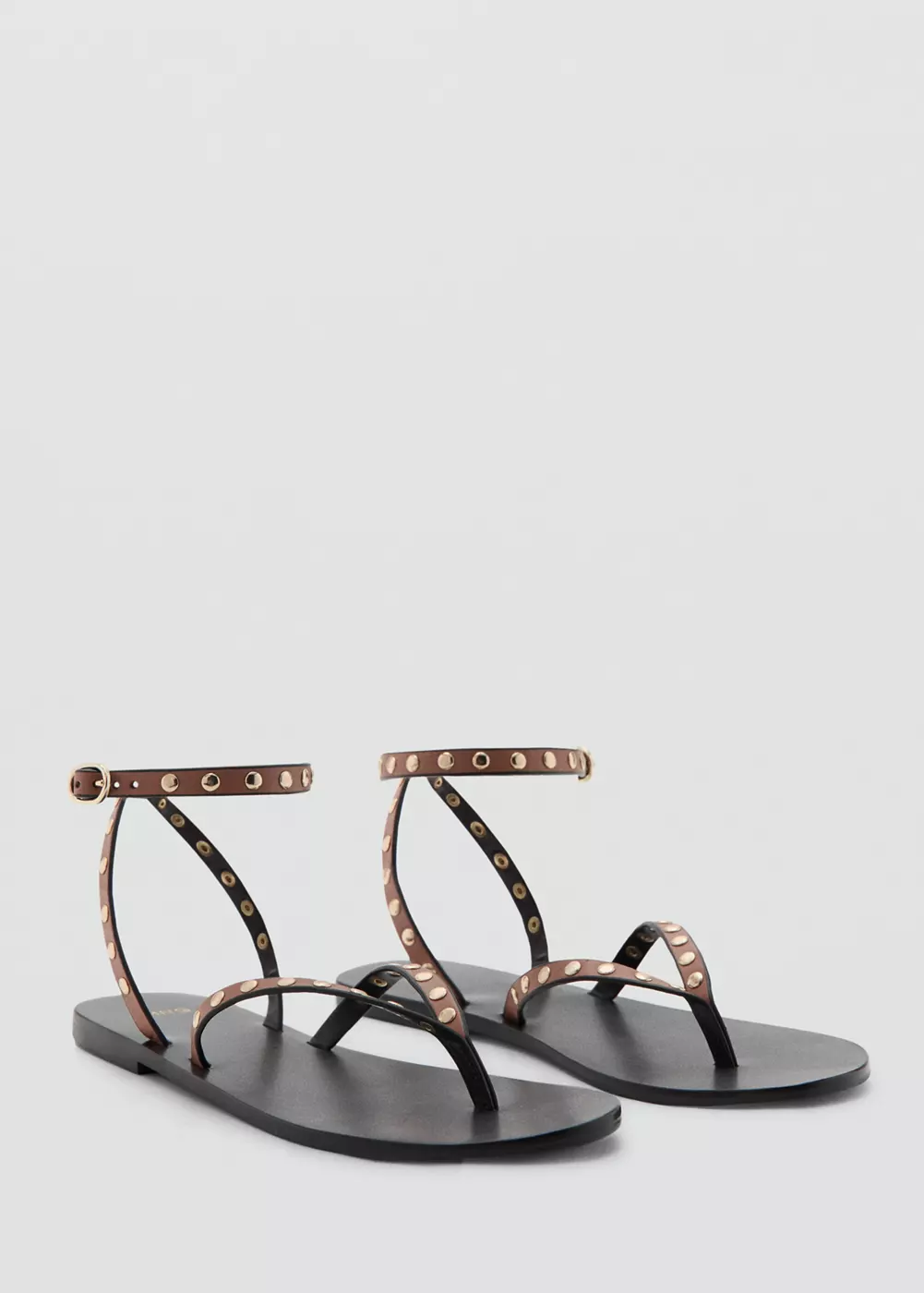 Sandales à brides avec clous, MANGO