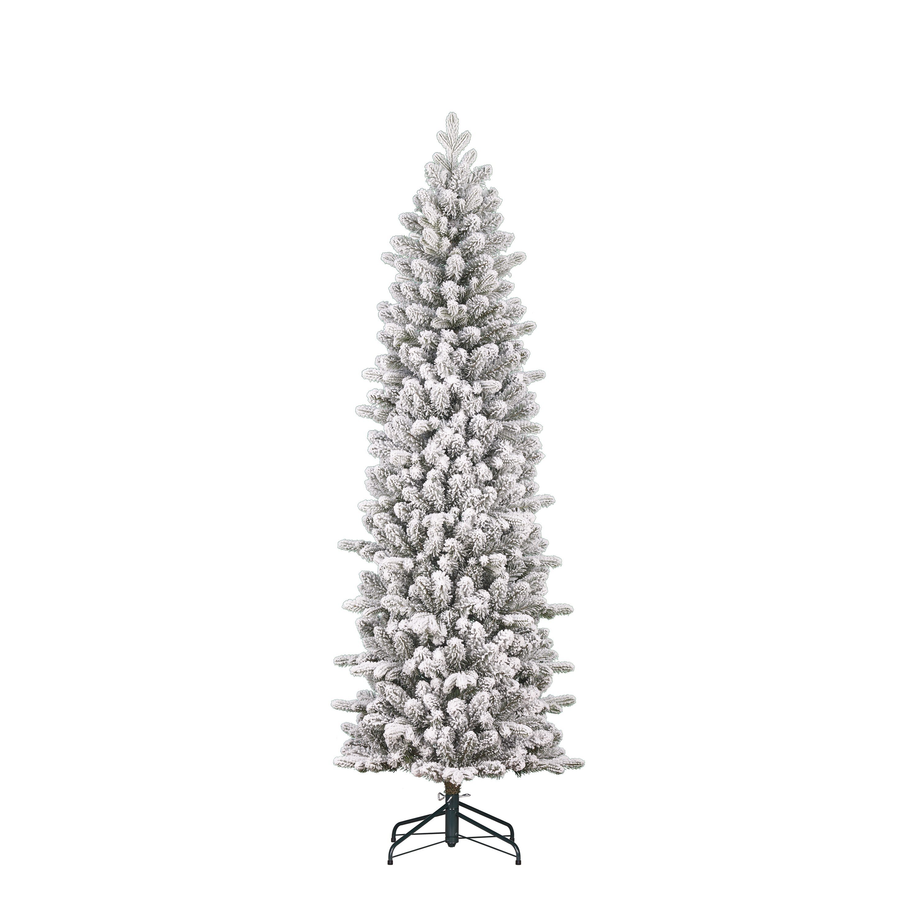 Sapin de Noël artificiel étroit et enneigé H215 cm HARMA, BLACK BOX TREES