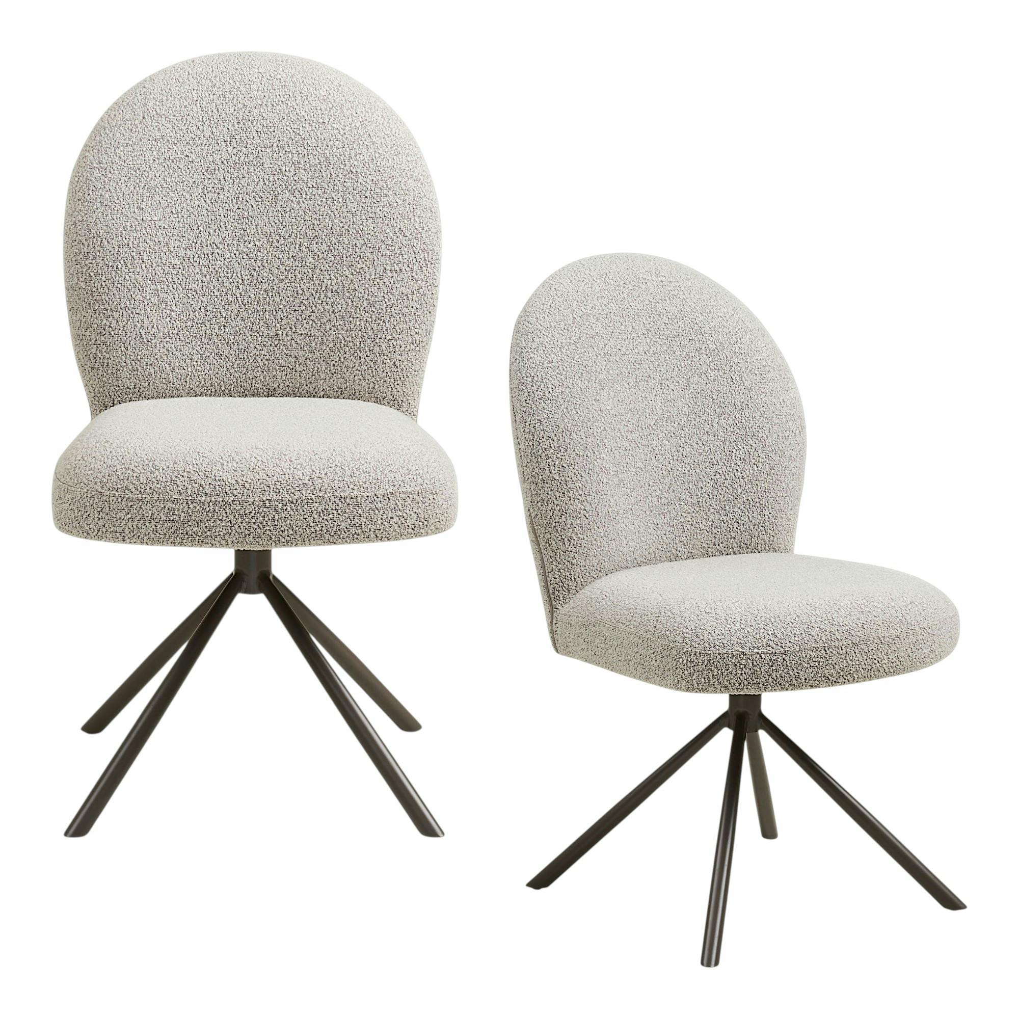 Chaise pivotante bouclette sable pied gris (lot de 2) BERLIN, PIER IMPORT